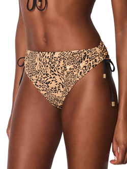 NAIA Beach Brigitte Bikini Bottoms, Tan/Multi, Golden Leopard