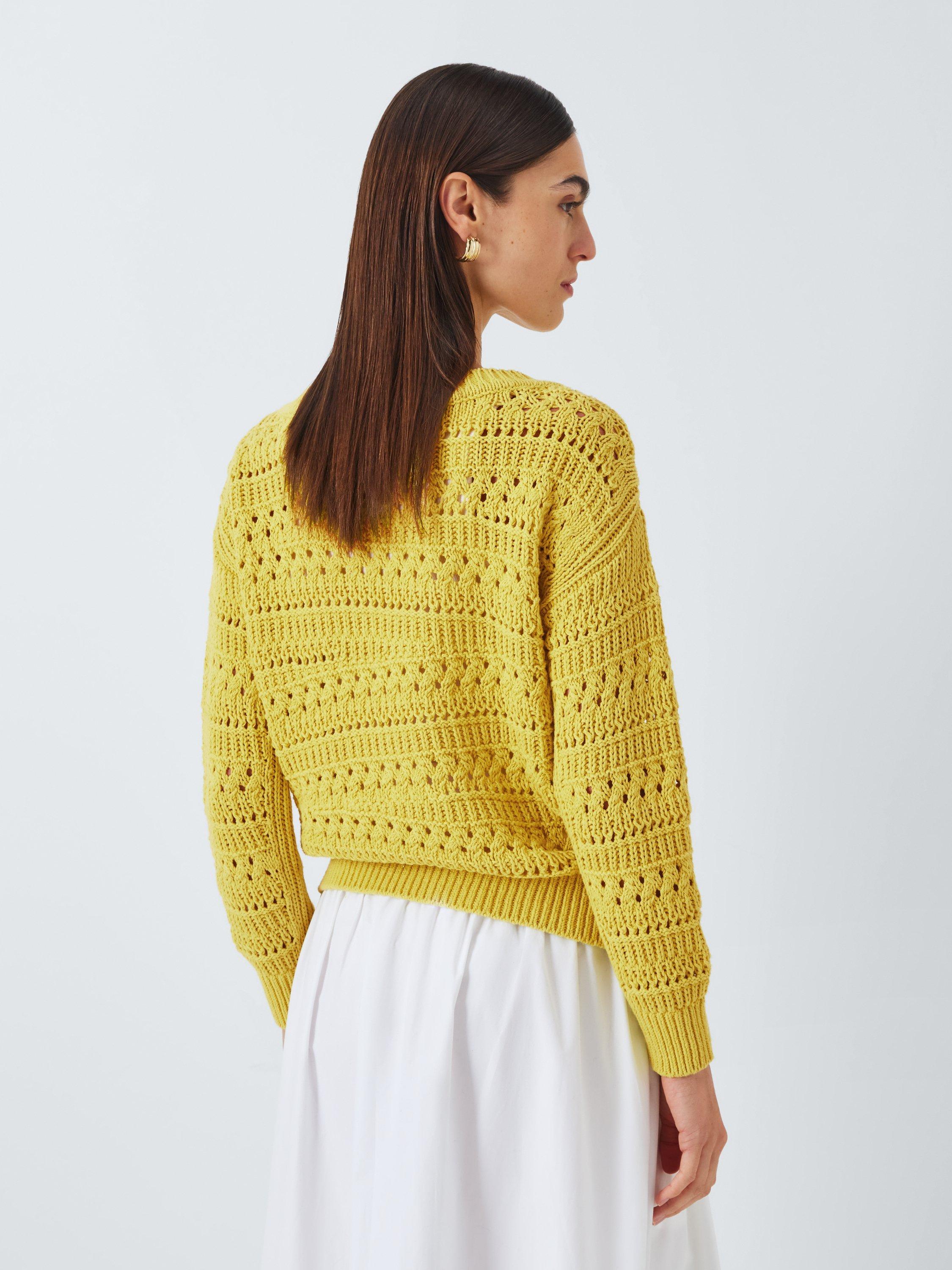 Product image 2 of 6, which shows John Lewis Cotton Linen Blend Pointelle Knit Jumper, Lime, XL