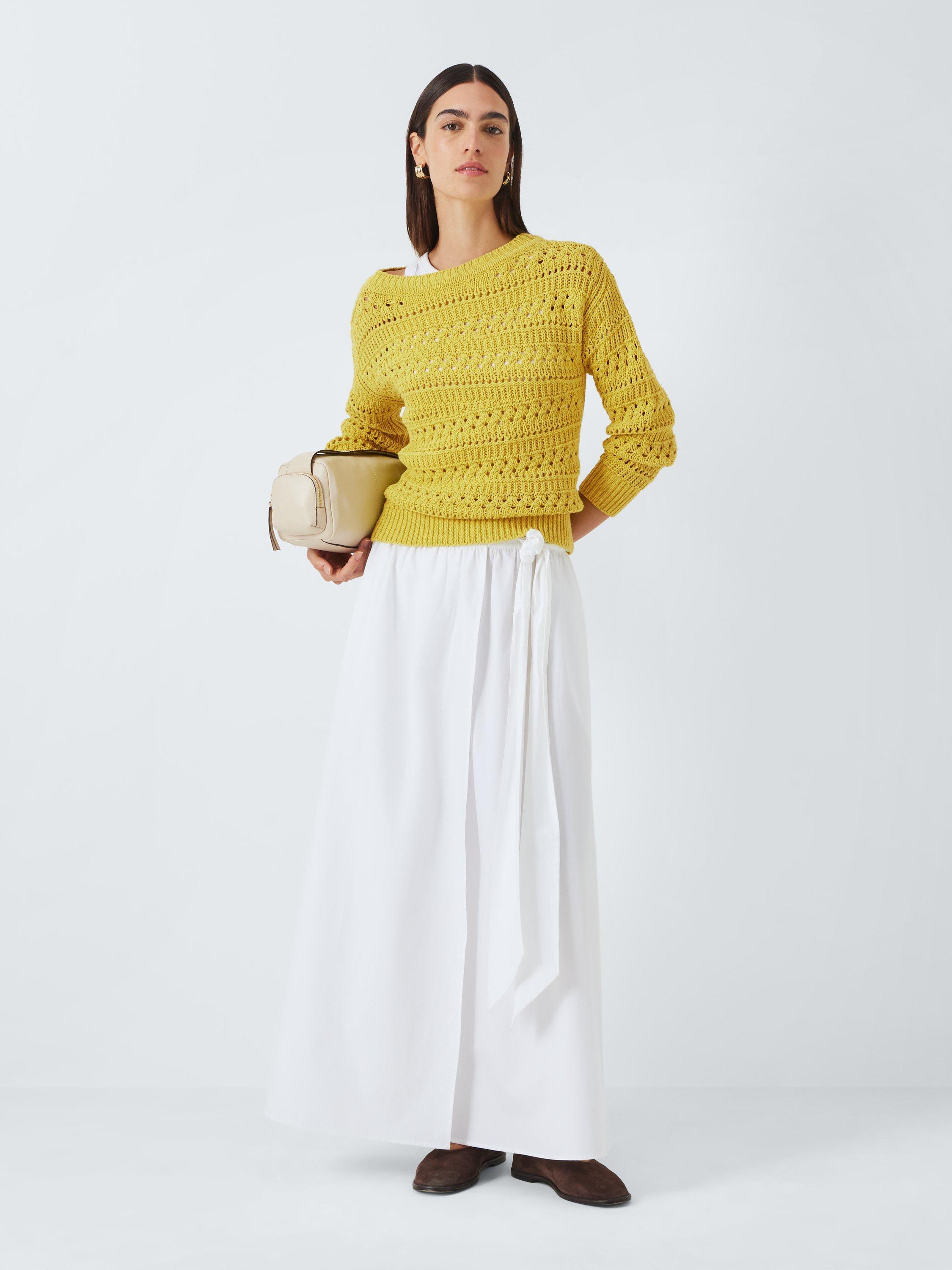 Product image 3 of 6, which shows John Lewis Cotton Linen Blend Pointelle Knit Jumper, Lime, XL