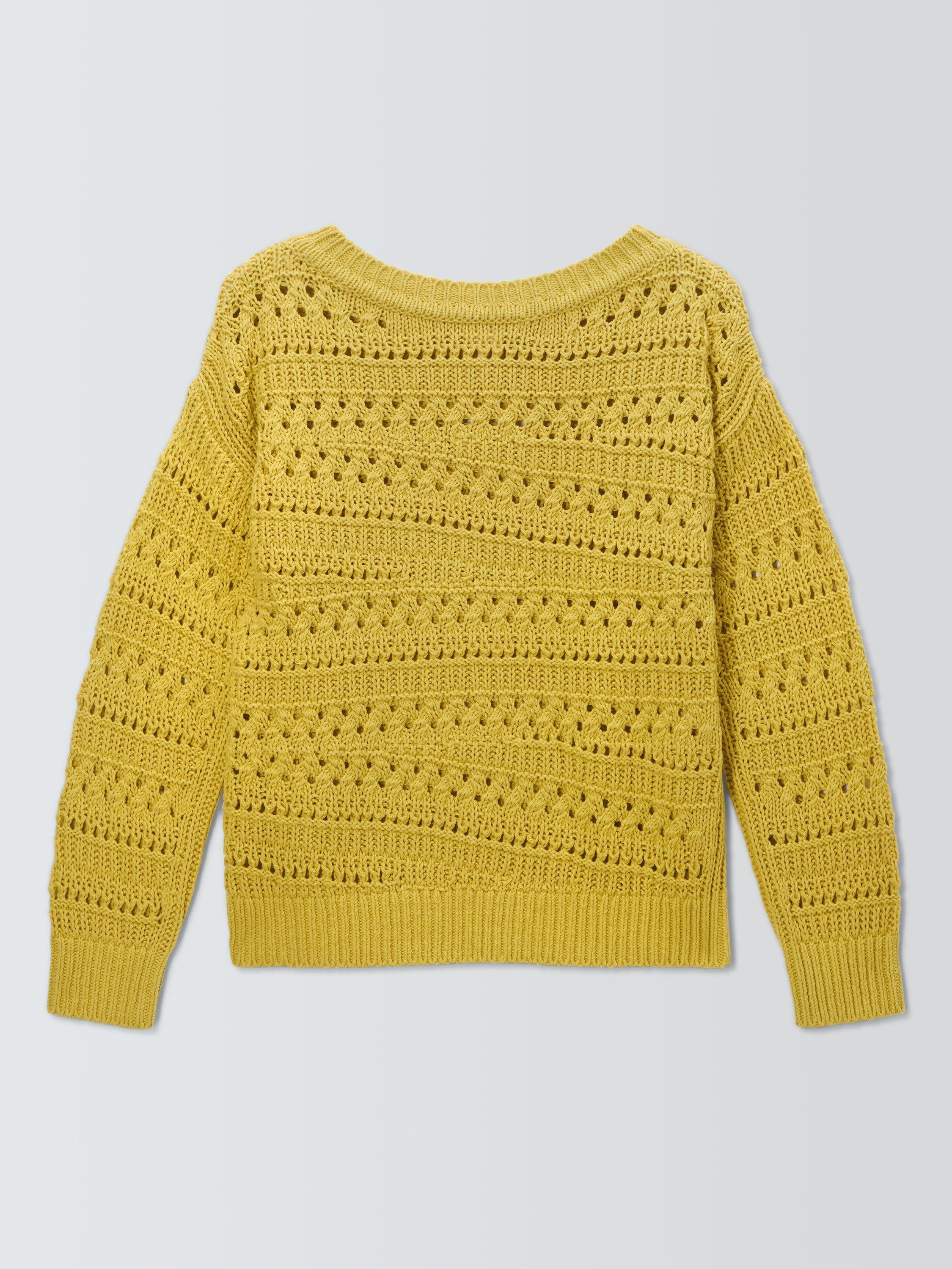 Product image 4 of 6, which shows John Lewis Cotton Linen Blend Pointelle Knit Jumper, Lime, XL