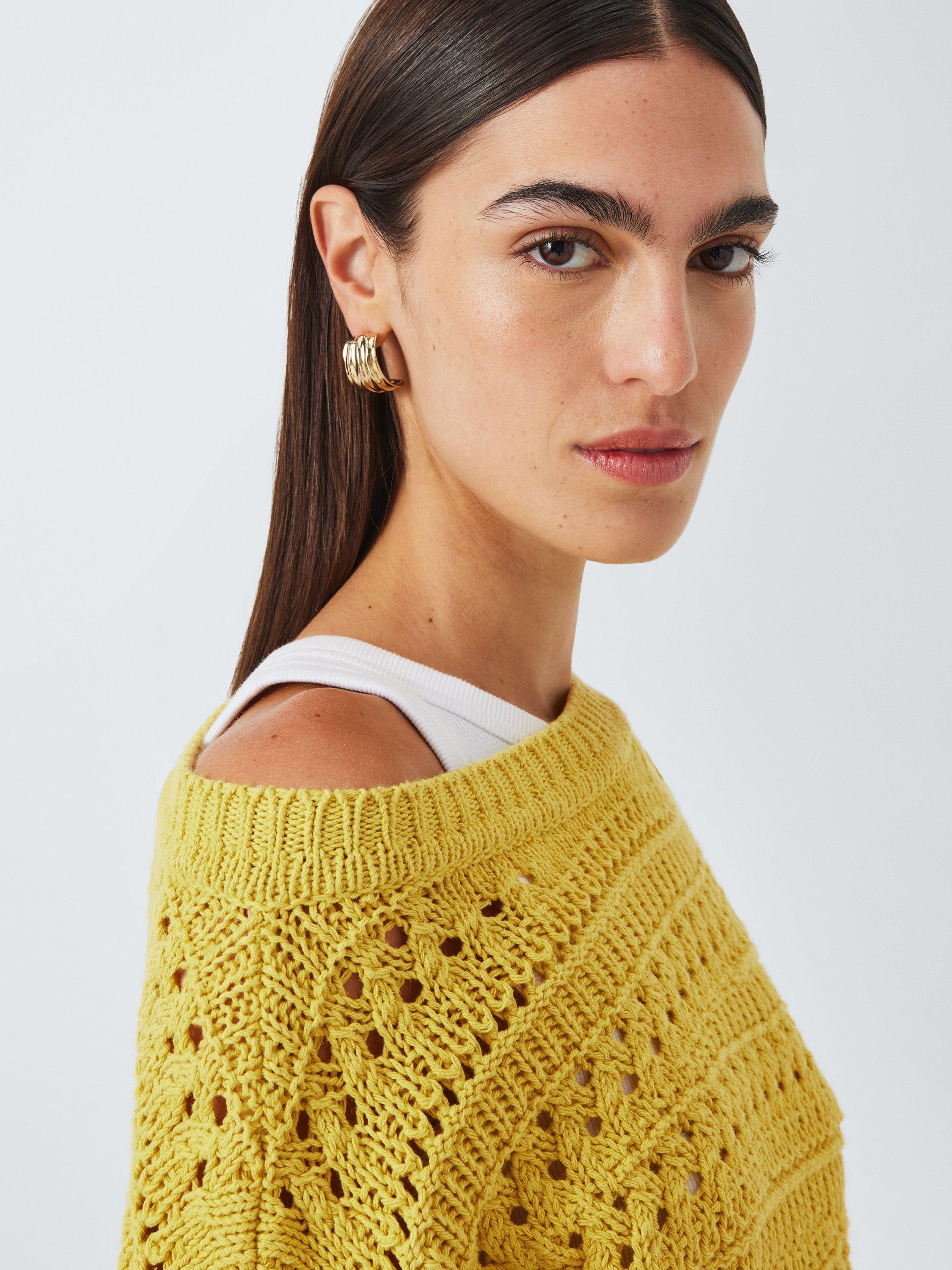 Product image 5 of 6, which shows John Lewis Cotton Linen Blend Pointelle Knit Jumper, Lime, XL