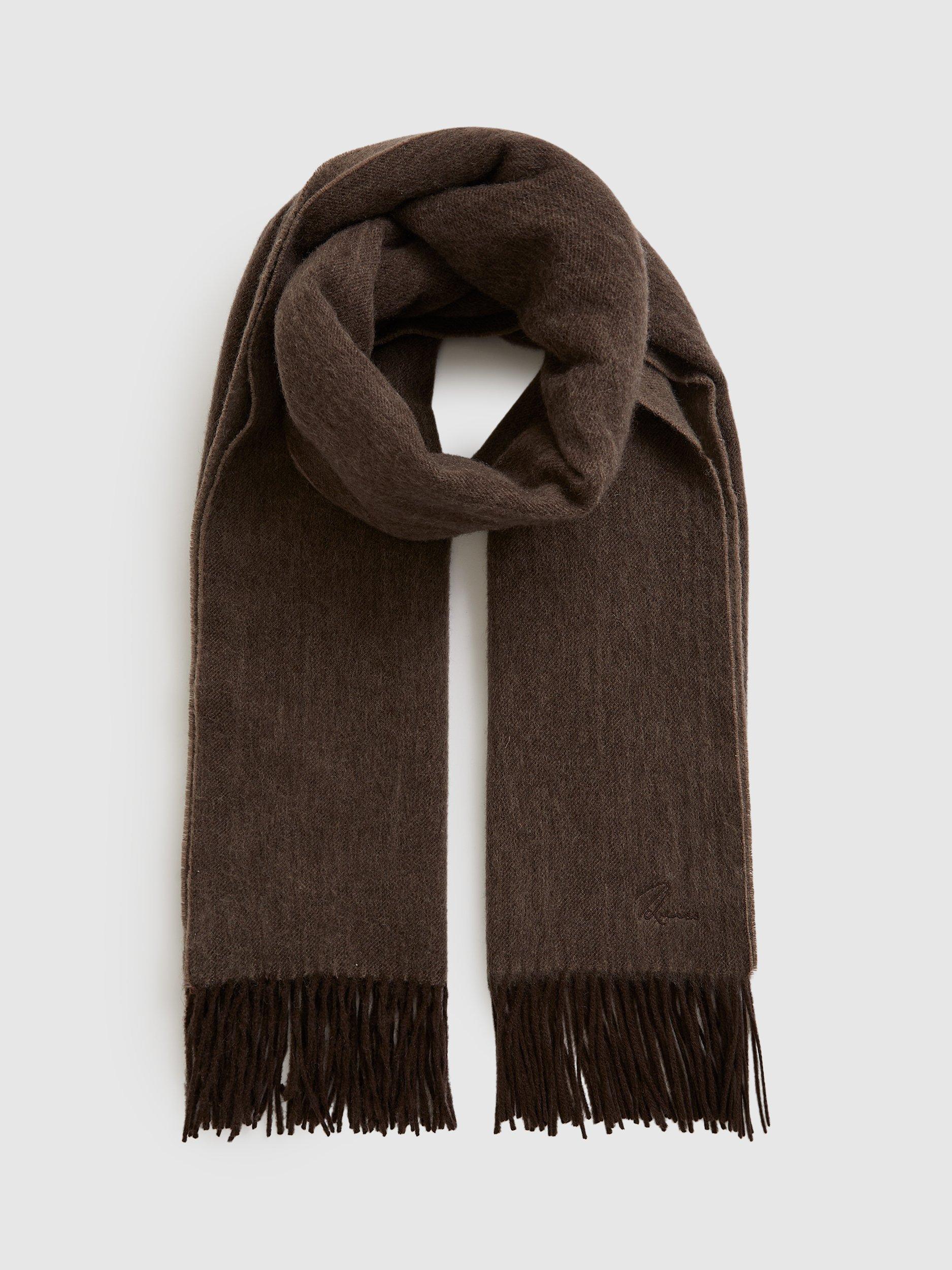 Product image 3 of 4, which shows Reiss Picton Wool Cashmere Blend Scarf, Chocolate, One Size