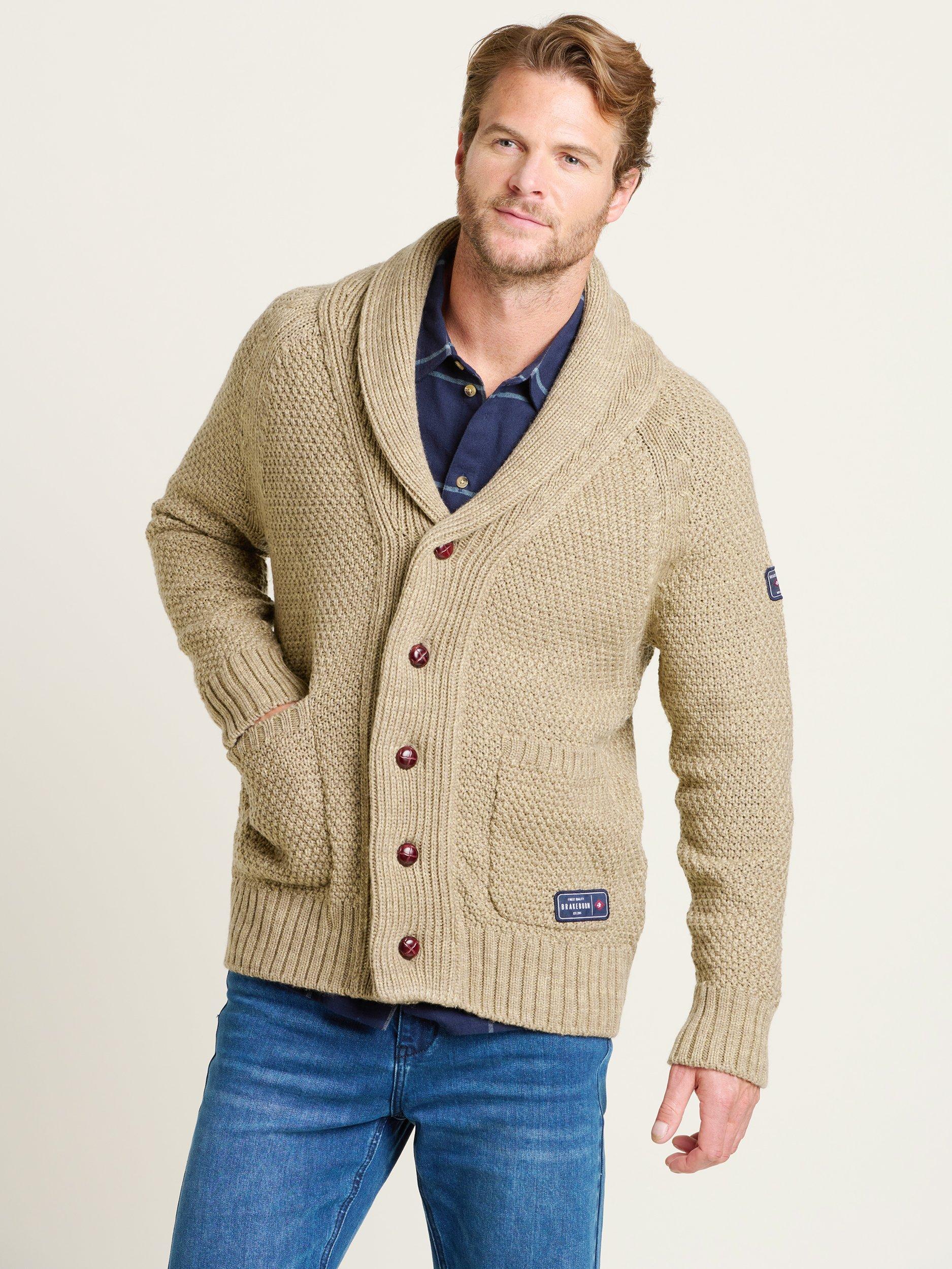 Product image 1 of 4, which shows Brakeburn Shawl Cardigan, Stone, S