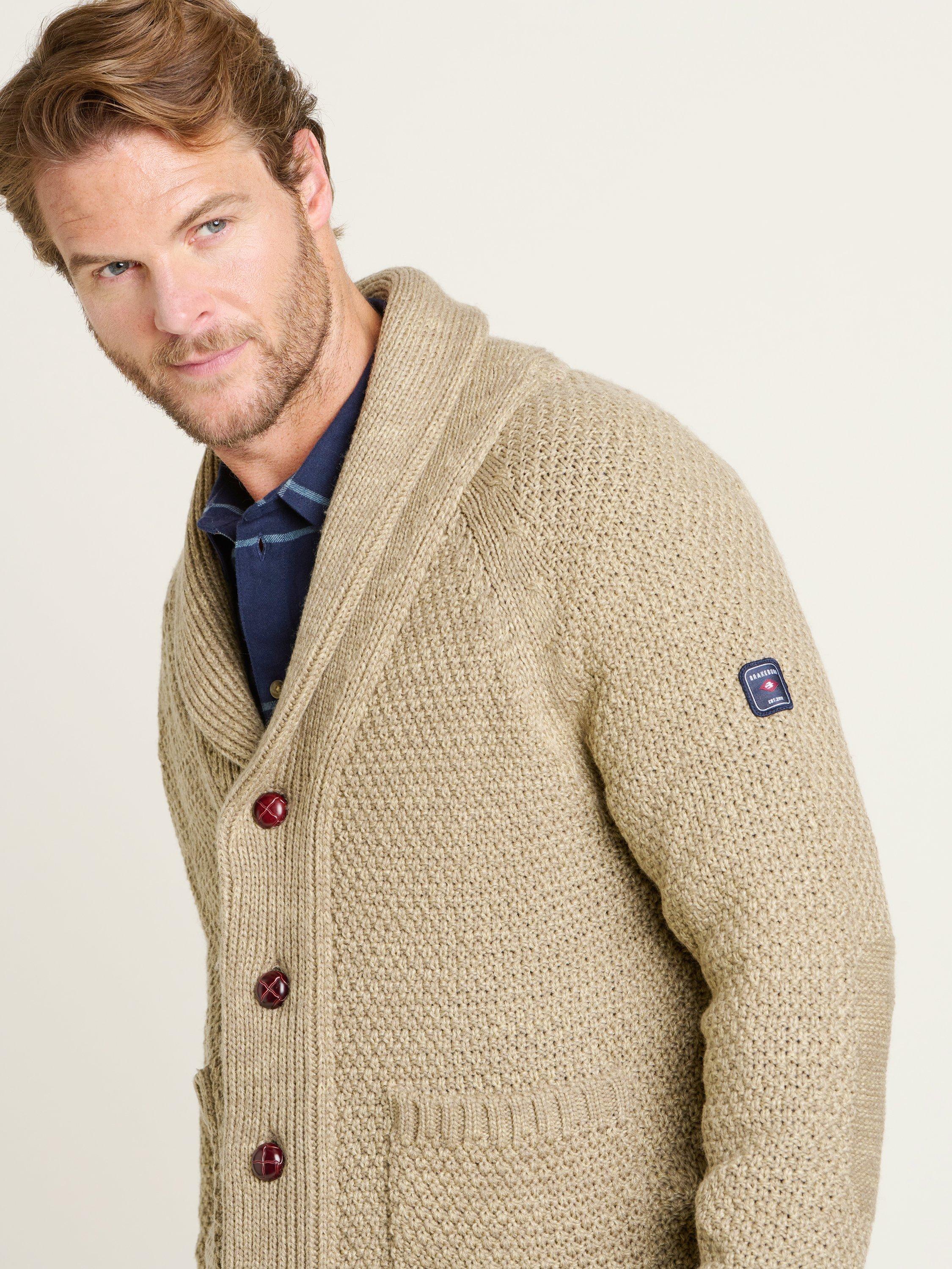 Product image 3 of 4, which shows Brakeburn Shawl Cardigan, Stone, S