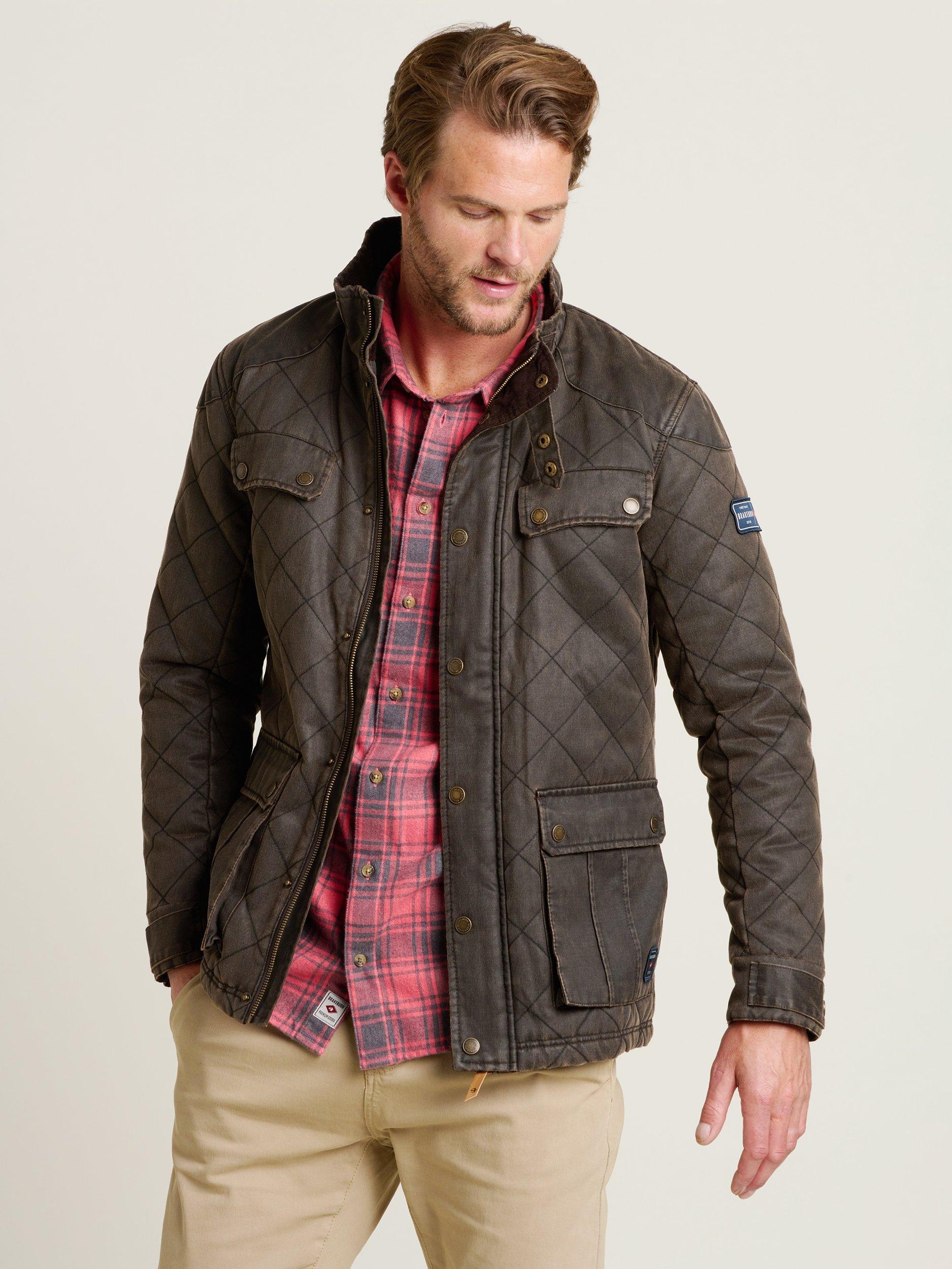 Brakeburn Dry Wax Cotton Quilted Jacket Brown