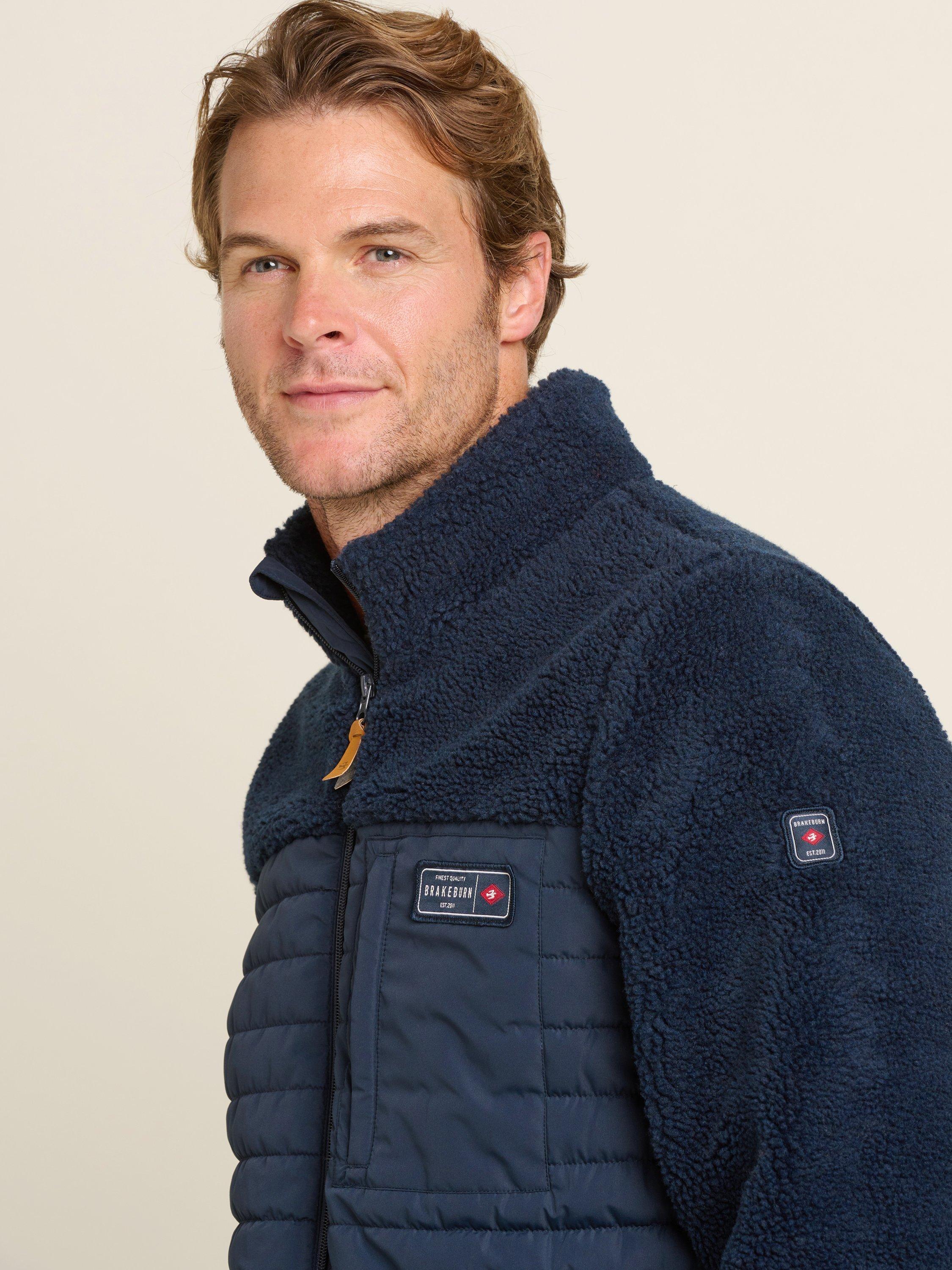 Product image 4 of 5, which shows Brakeburn Borg Zip Up Quilted Fleece Jacket, Navy, S