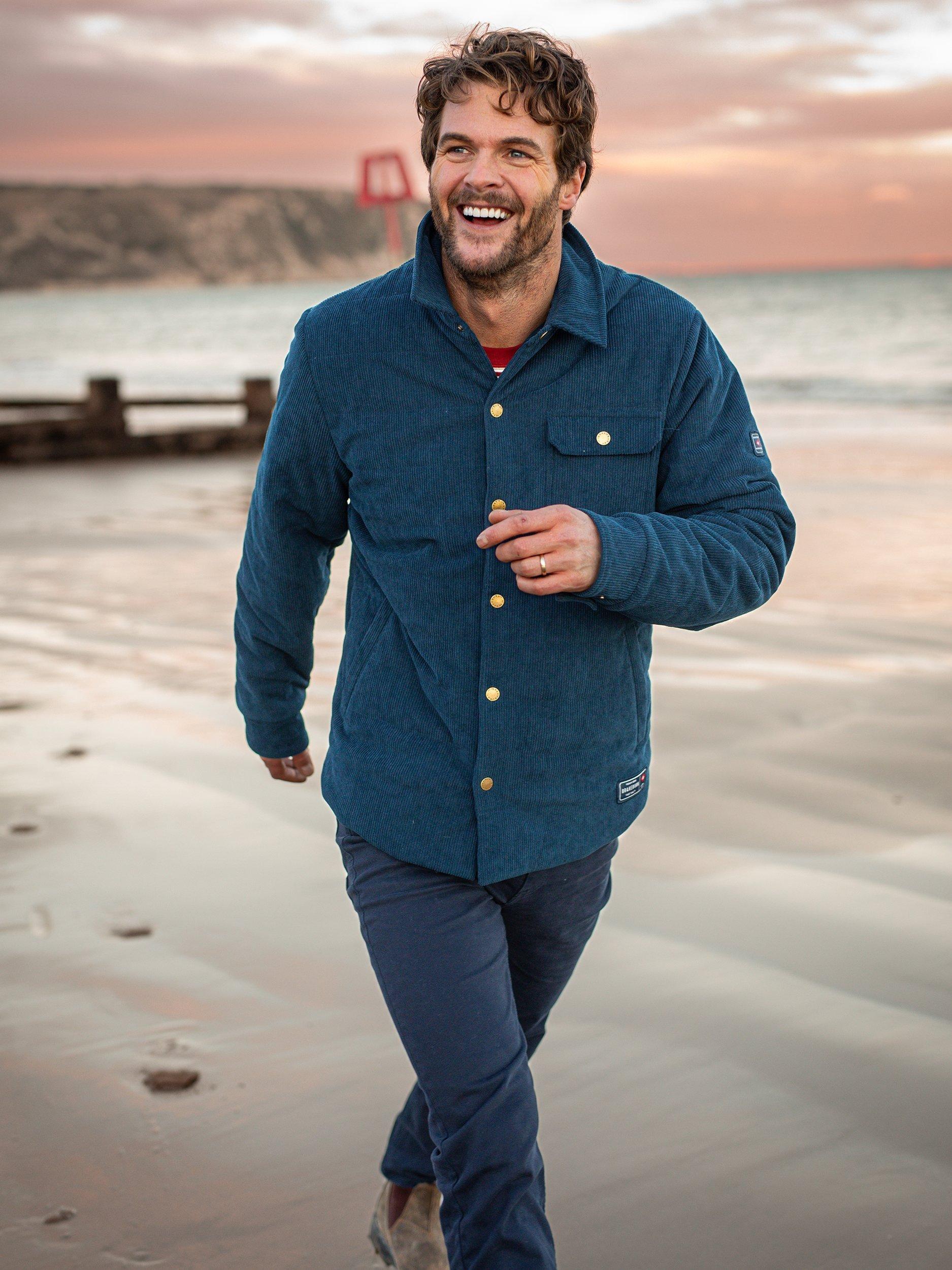 Product image 1 of 5, which shows Brakeburn Quilted Corduroy Shacket, Navy, S
