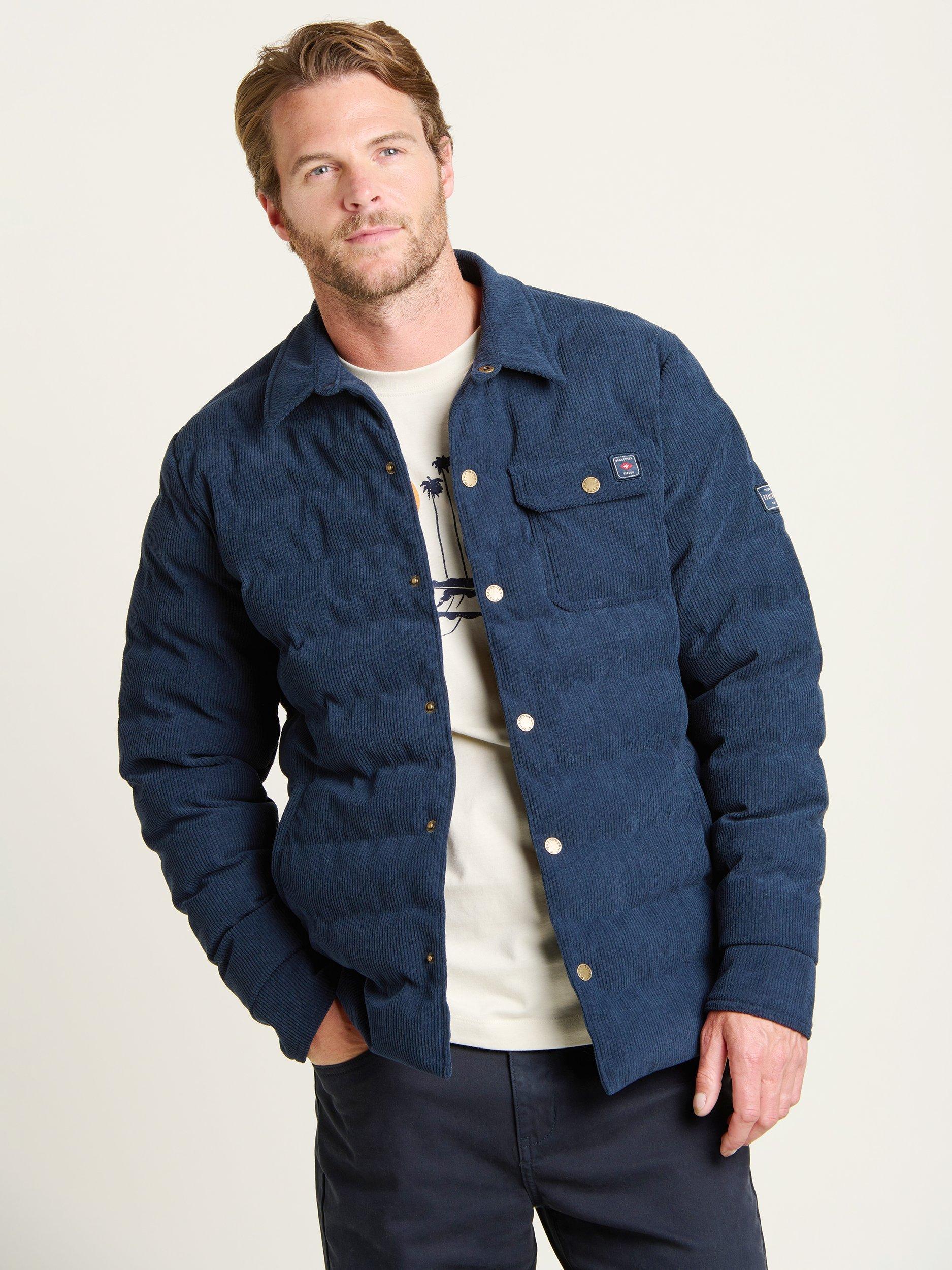 Product image 2 of 5, which shows Brakeburn Quilted Corduroy Shacket, Navy, S