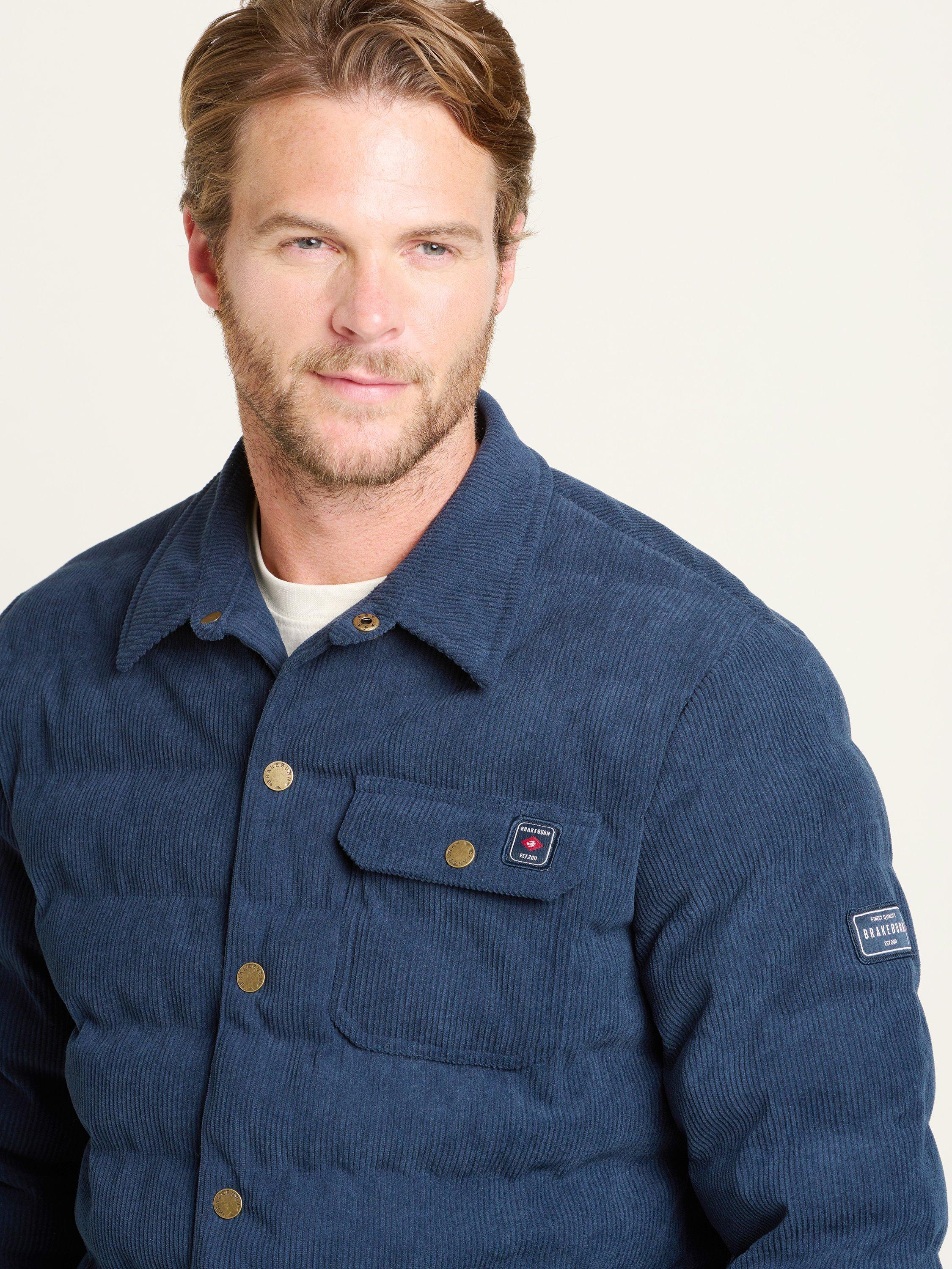 Product image 4 of 5, which shows Brakeburn Quilted Corduroy Shacket, Navy, S