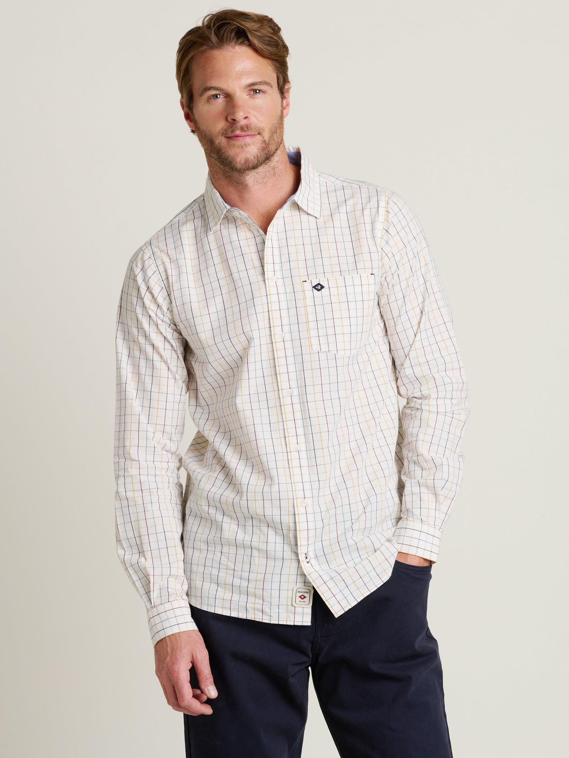 Product image 1 of 4, which shows Brakeburn Check Shirt, Cream, S