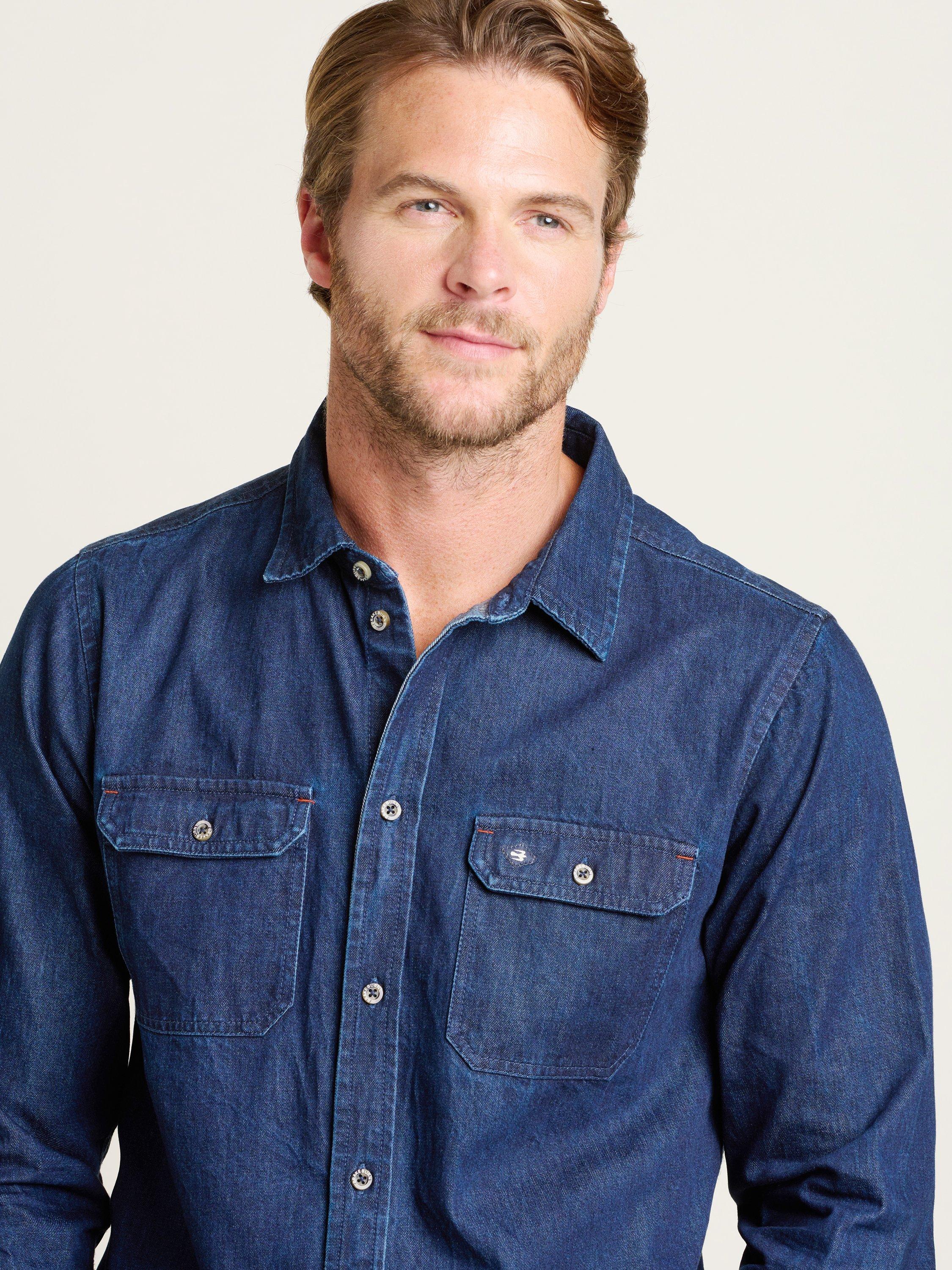 Product image 3 of 4, which shows Brakeburn Cotton Regular Fit Denim Shirt, Blue, S