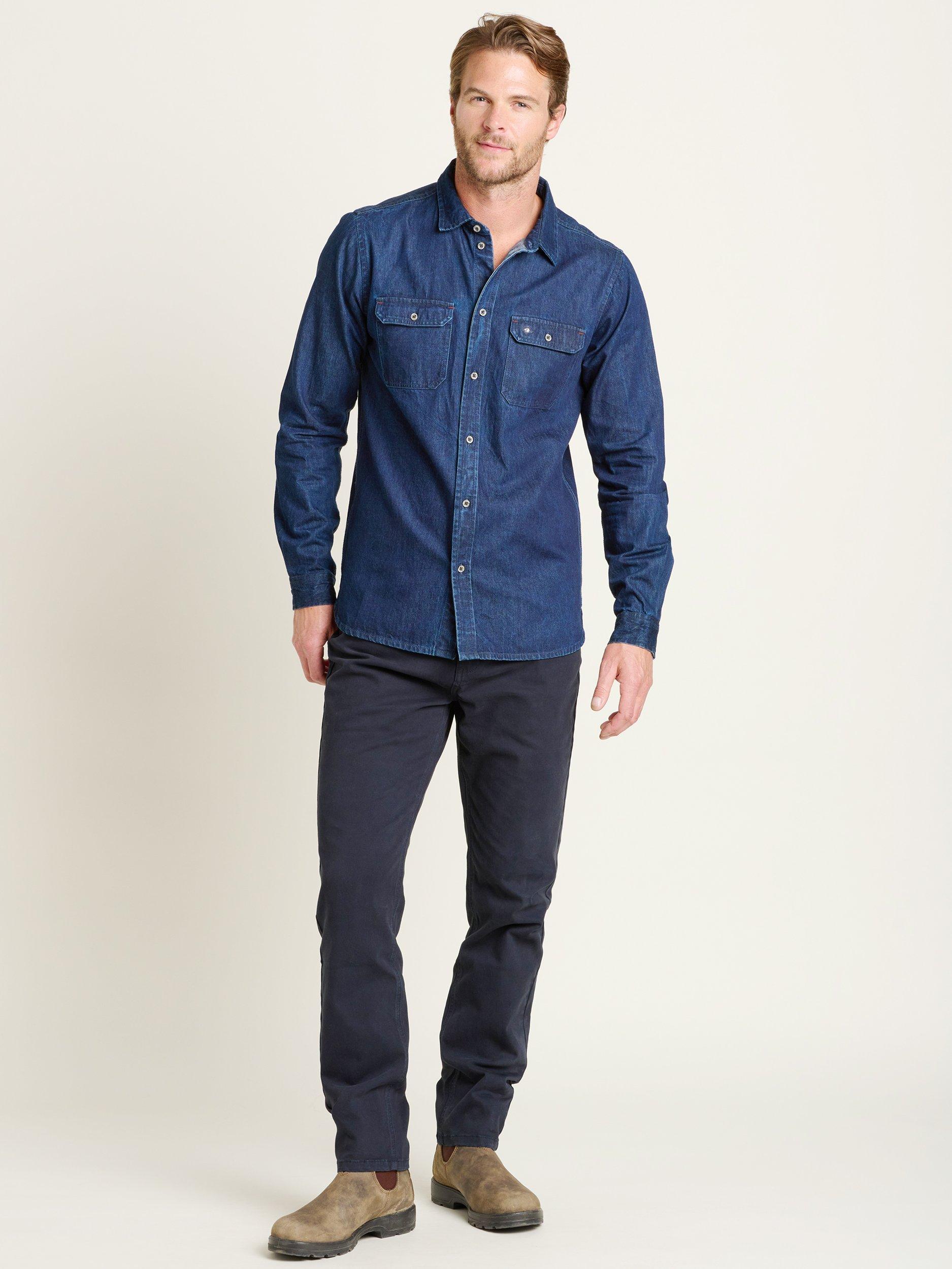 Product image 4 of 4, which shows Brakeburn Cotton Regular Fit Denim Shirt, Blue, S