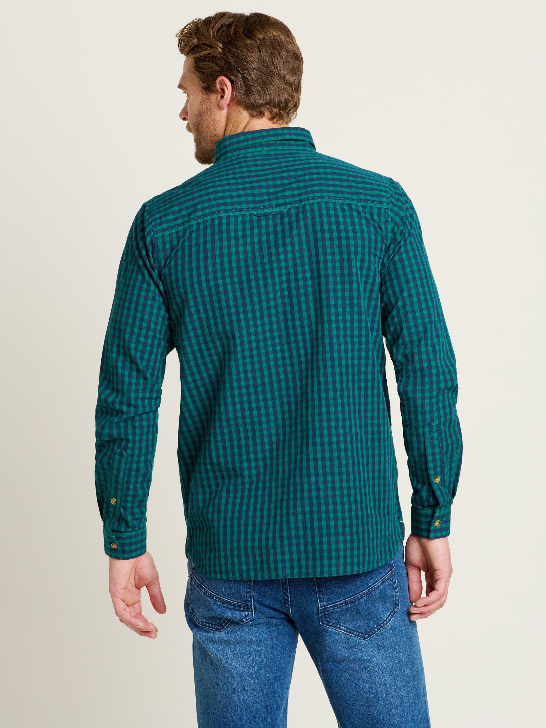 Product image 2 of 4, which shows Brakeburn Gingham Cotton Shirt, Navy, S