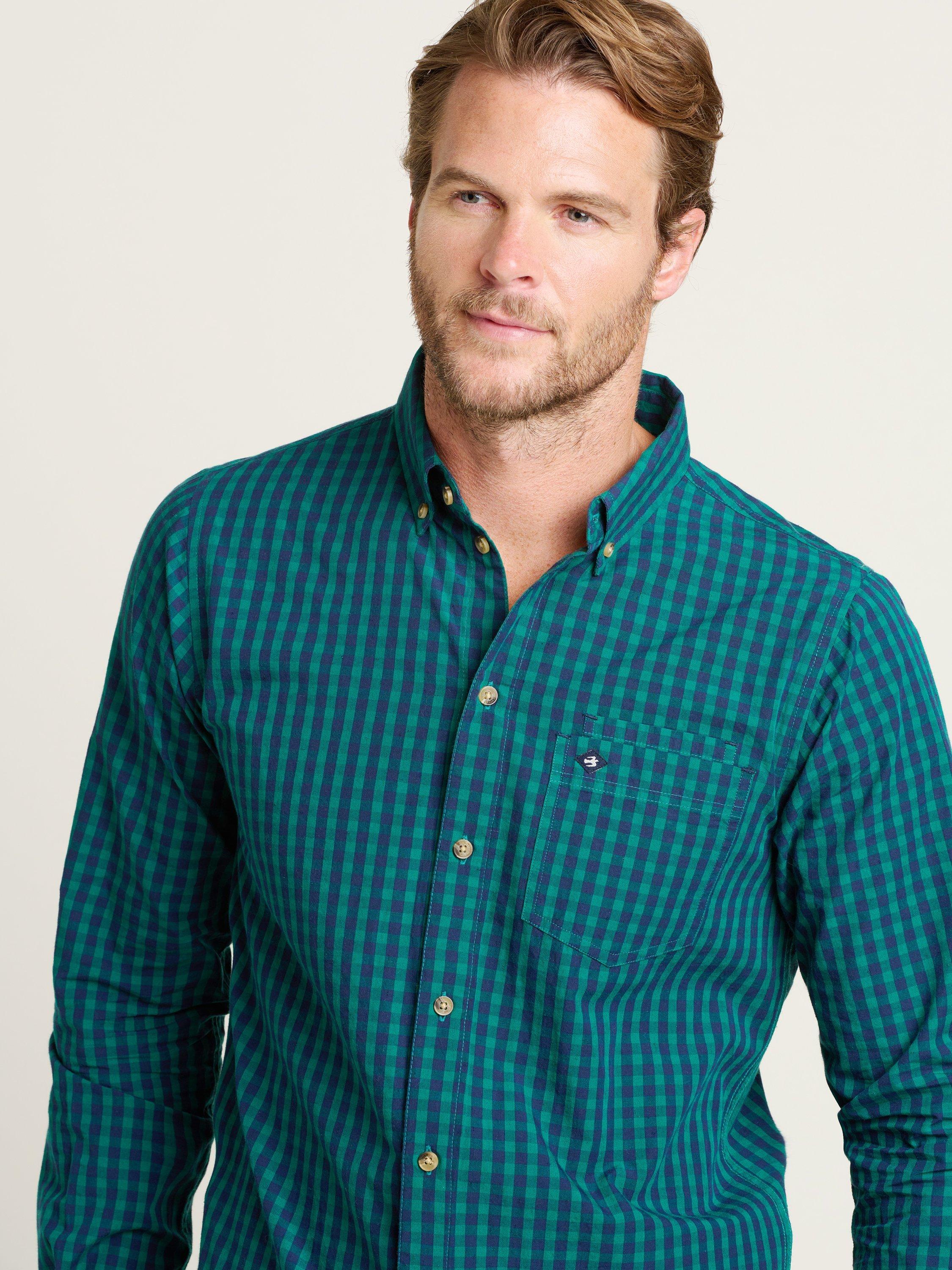 Product image 3 of 4, which shows Brakeburn Gingham Cotton Shirt, Navy, S