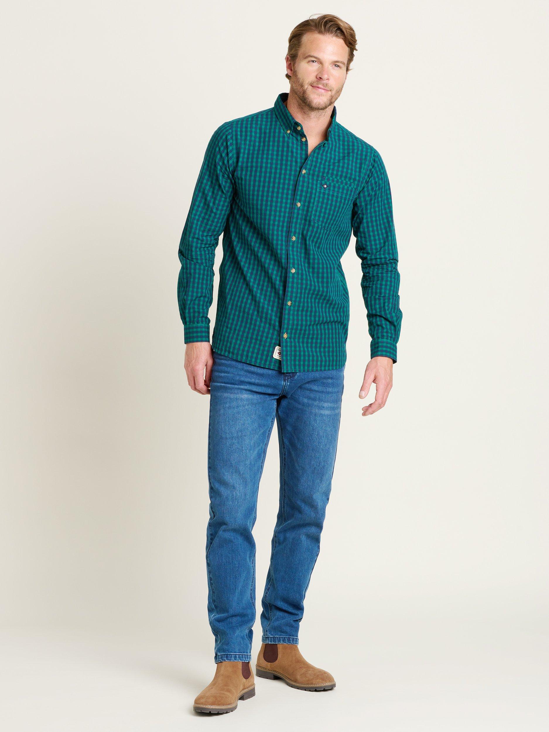 Product image 4 of 4, which shows Brakeburn Gingham Cotton Shirt, Navy, S