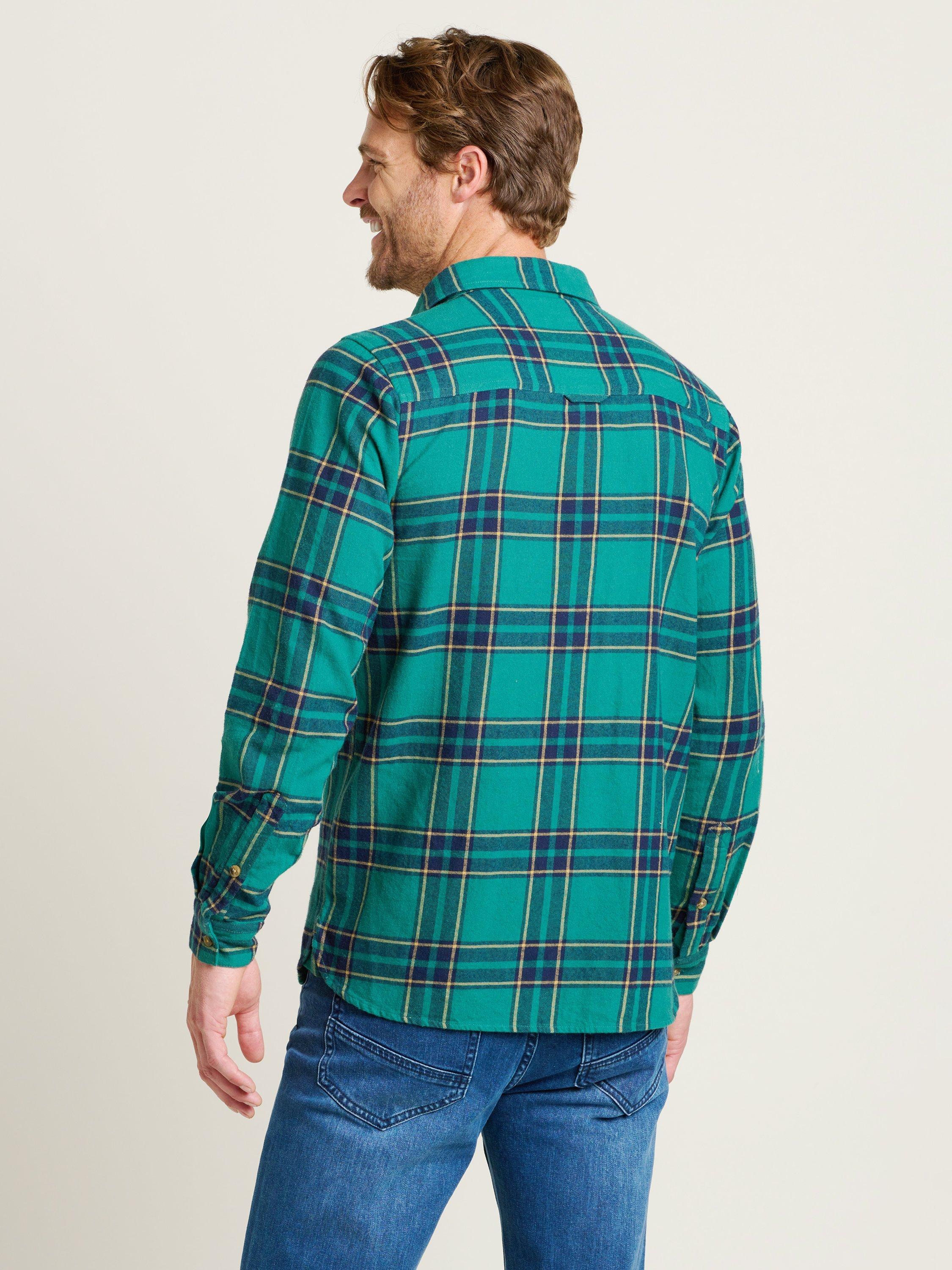 Product image 2 of 4, which shows Brakeburn Check Flannel Shirt, Green, S
