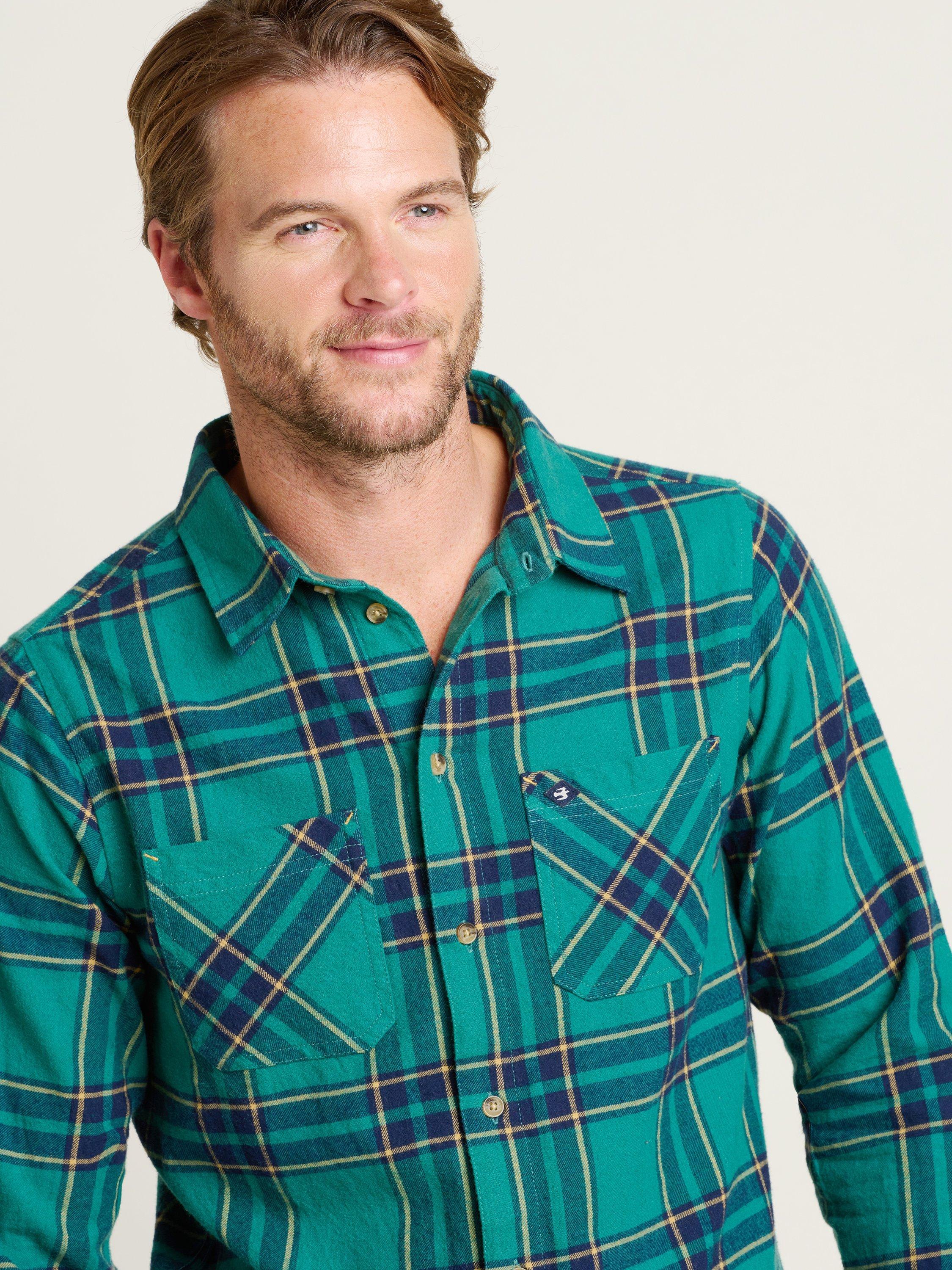 Product image 3 of 4, which shows Brakeburn Check Flannel Shirt, Green, S