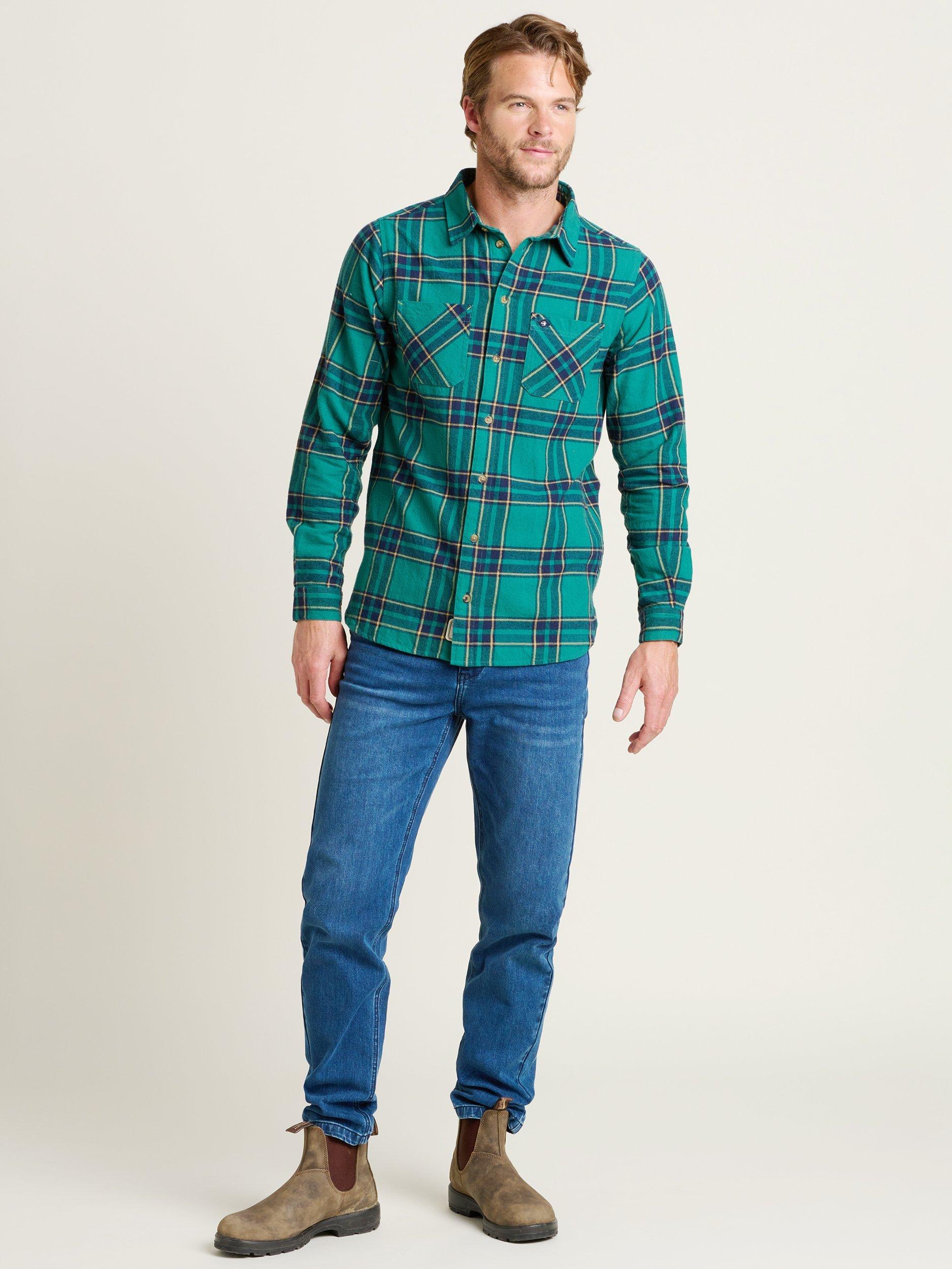 Product image 4 of 4, which shows Brakeburn Check Flannel Shirt, Green, S