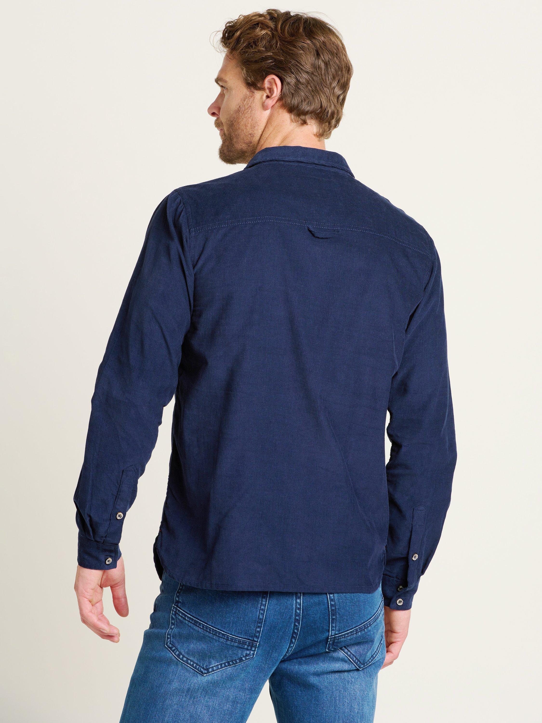 Product image 2 of 4, which shows Brakeburn Cotton Regular Fit Corduroy Shirt, Navy, S