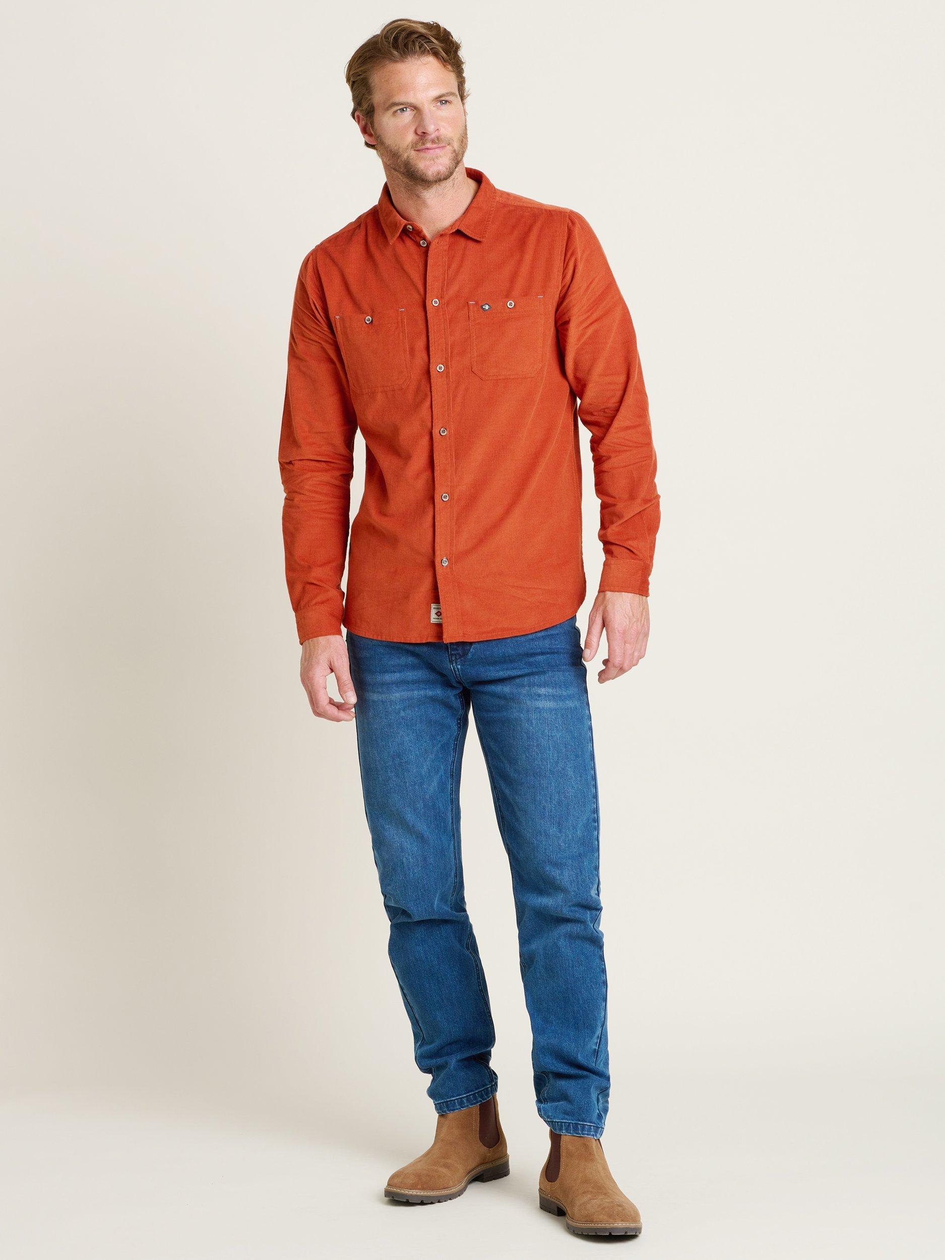 Product image 4 of 4, which shows Brakeburn Cotton Regular Fit Cord Shirt, Rust, S