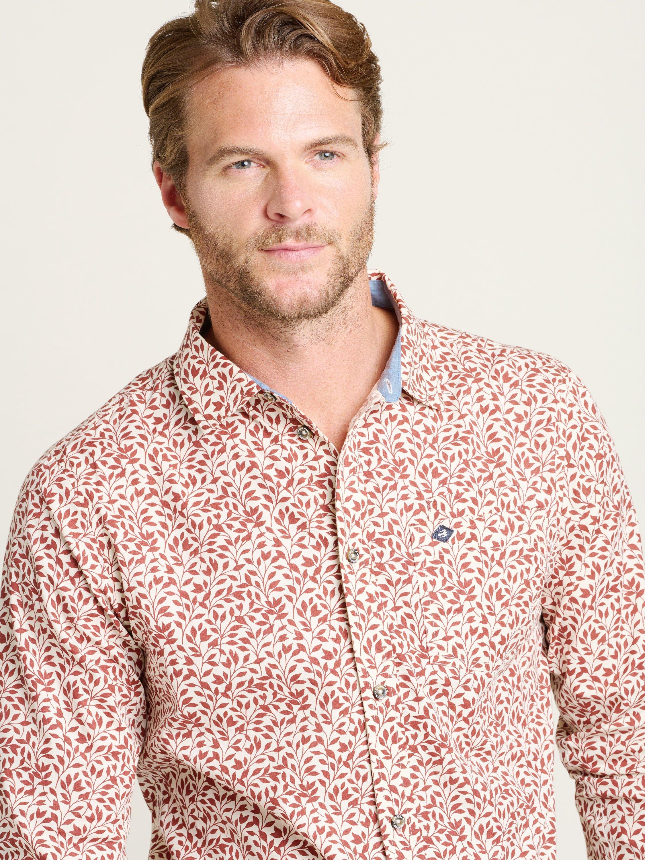 Product image 3 of 4, which shows Brakeburn Trailing Cotton Regular Fit Floral Shirt, Burgundy, S