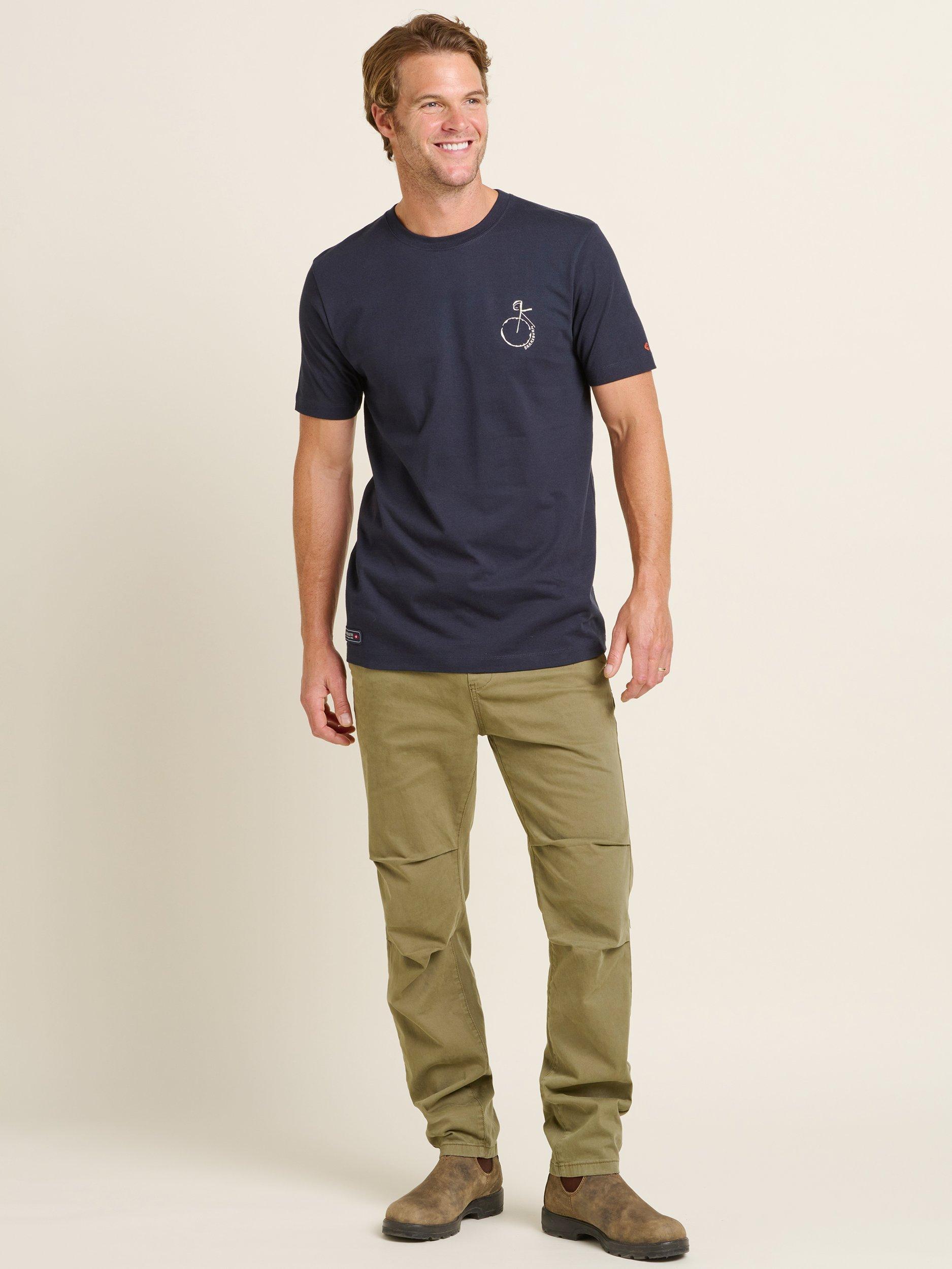 Product image 1 of 4, which shows Brakeburn Abstract Bikes T-Shirt, Navy, S