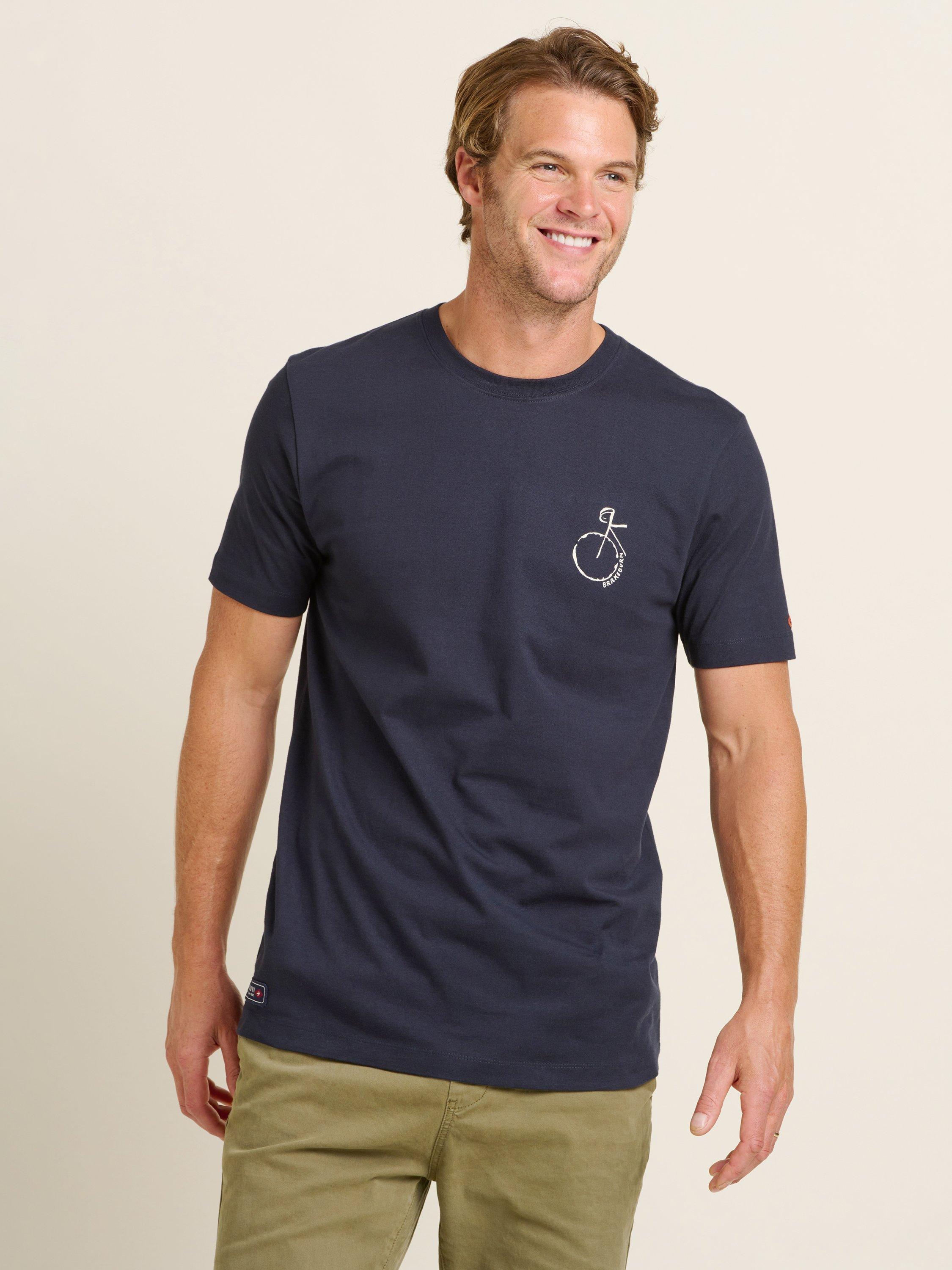 Product image 2 of 4, which shows Brakeburn Abstract Bikes T-Shirt, Navy, S