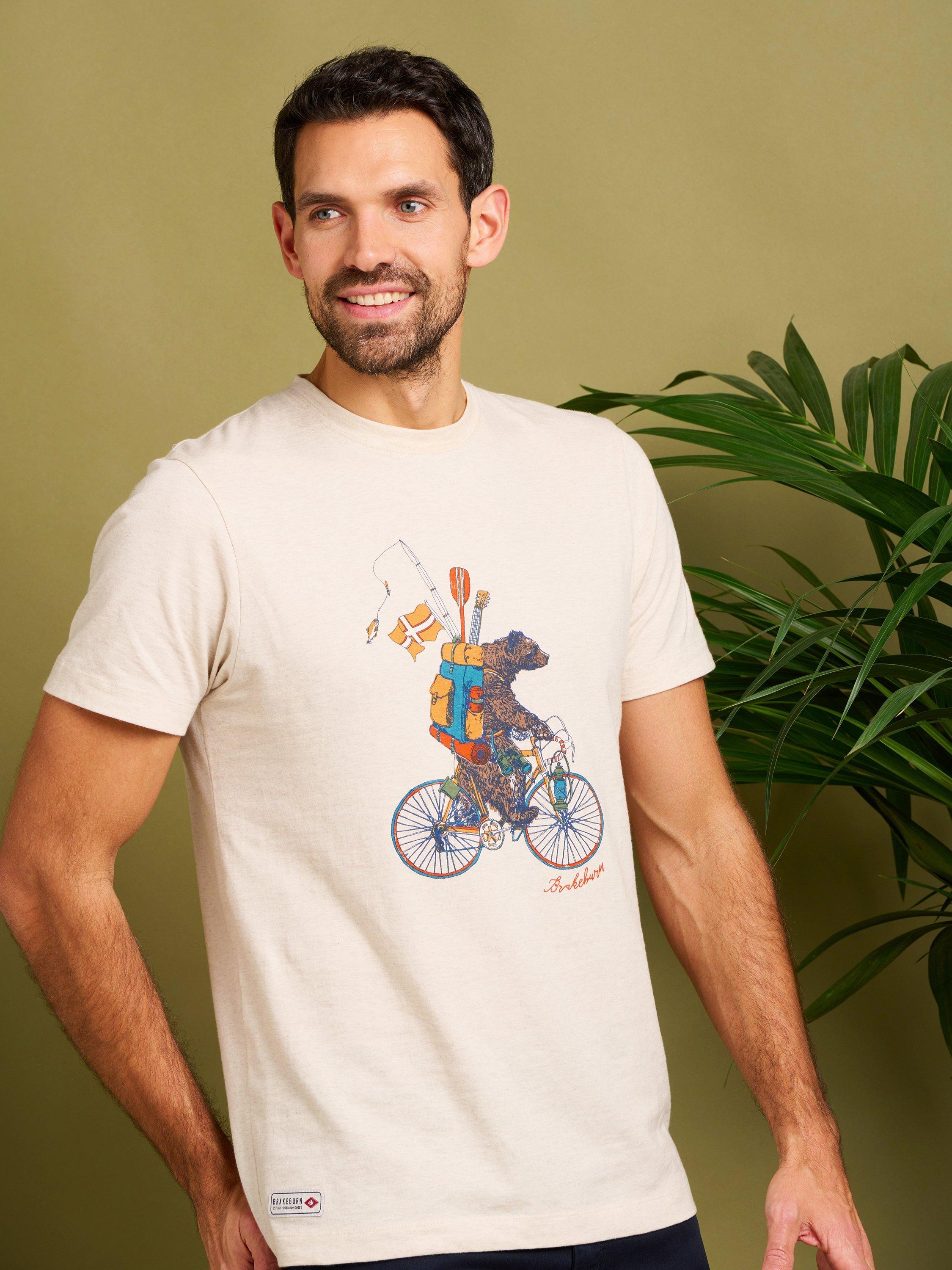 Product image 1 of 5, which shows Brakeburn Camping Bear Tee, Ecru, S