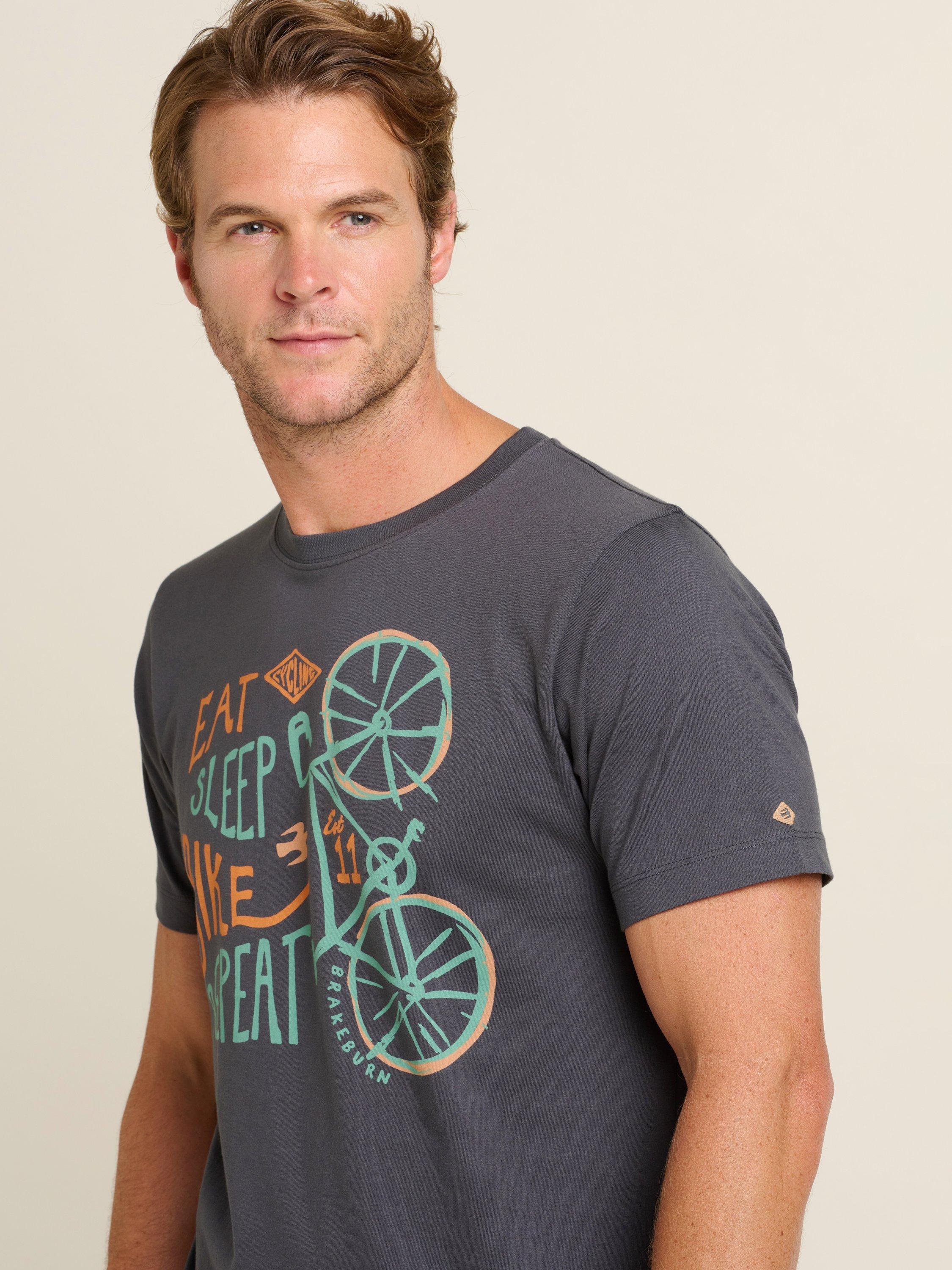 Product image 4 of 4, which shows Brakeburn Eat Sleep Bike T-Shirt, Grey, S