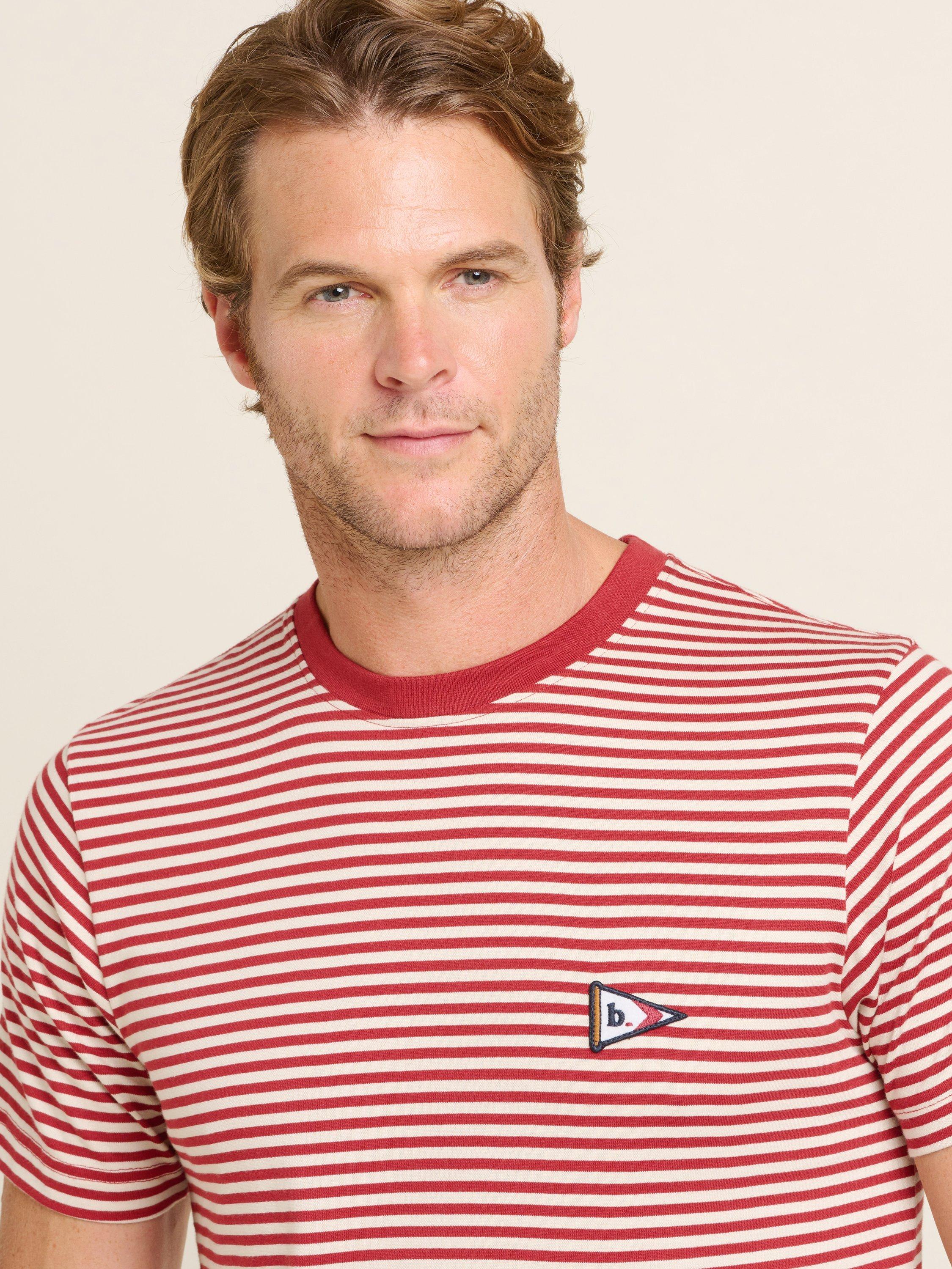 Product image 5 of 5, which shows Brakeburn Flag Stripe T-Shirt, Burgundy, S