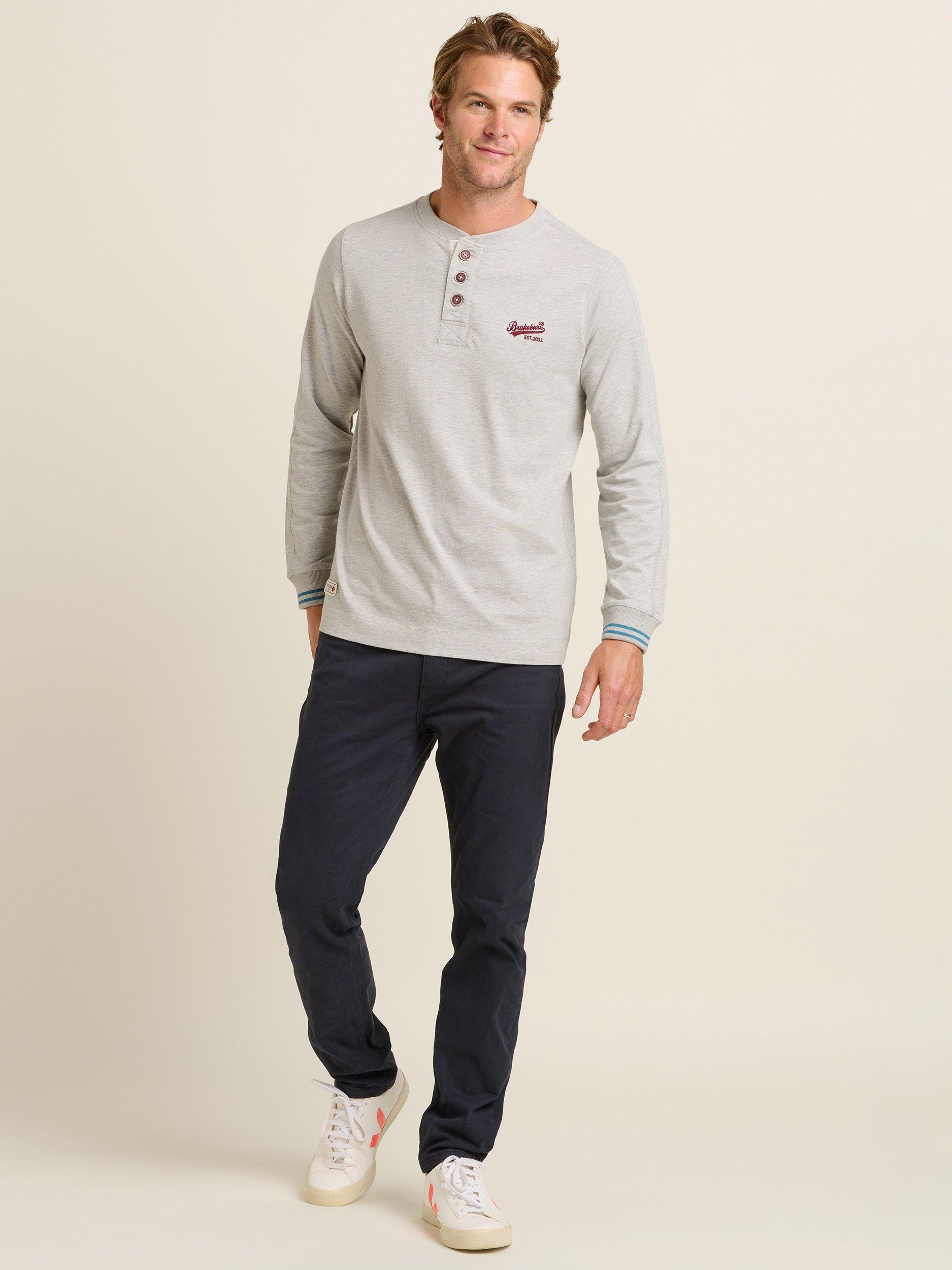 Product image 1 of 5, which shows Brakeburn Henley Jersey Top, Grey, S