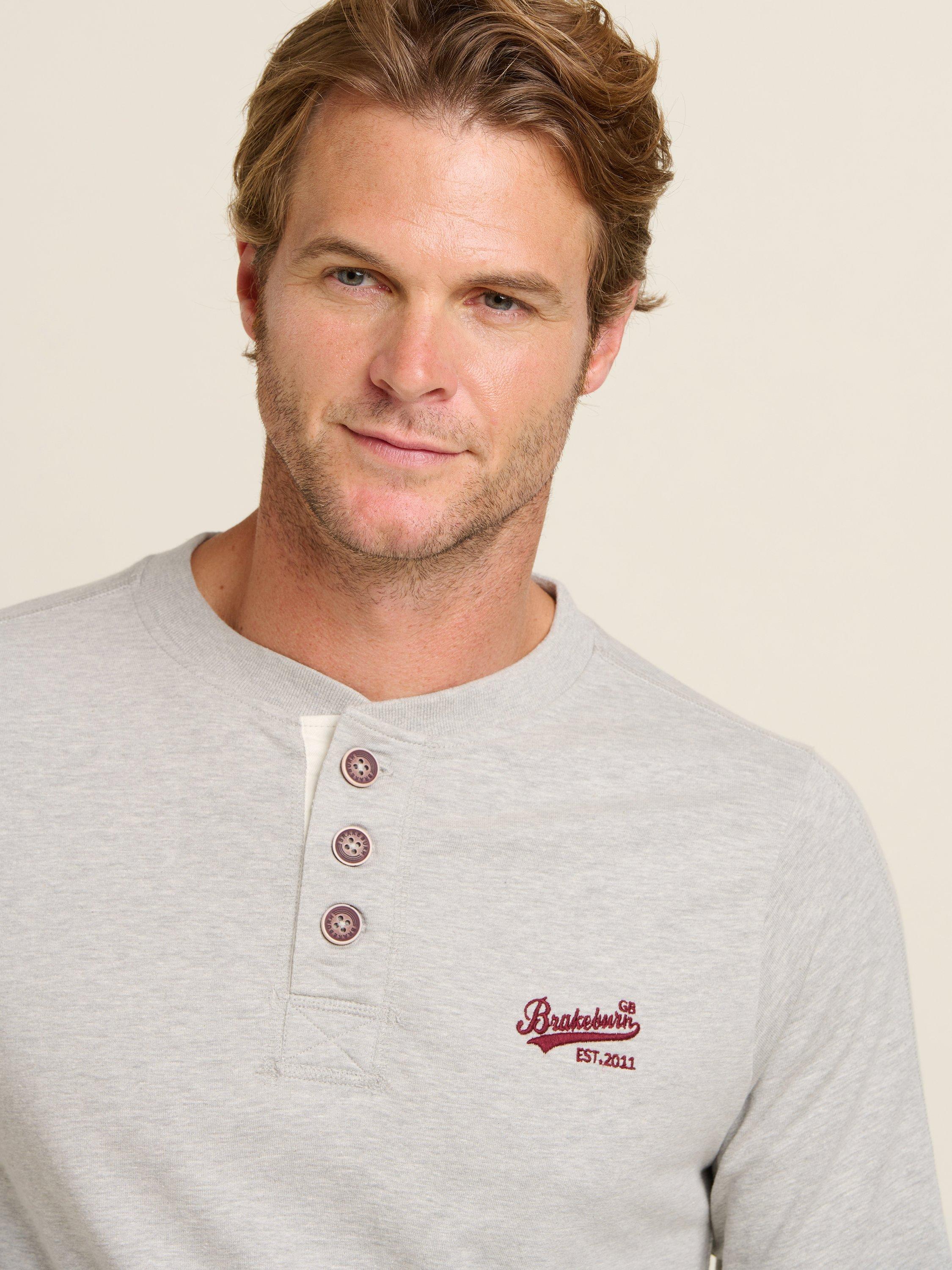 Product image 5 of 5, which shows Brakeburn Henley Jersey Top, Grey, S