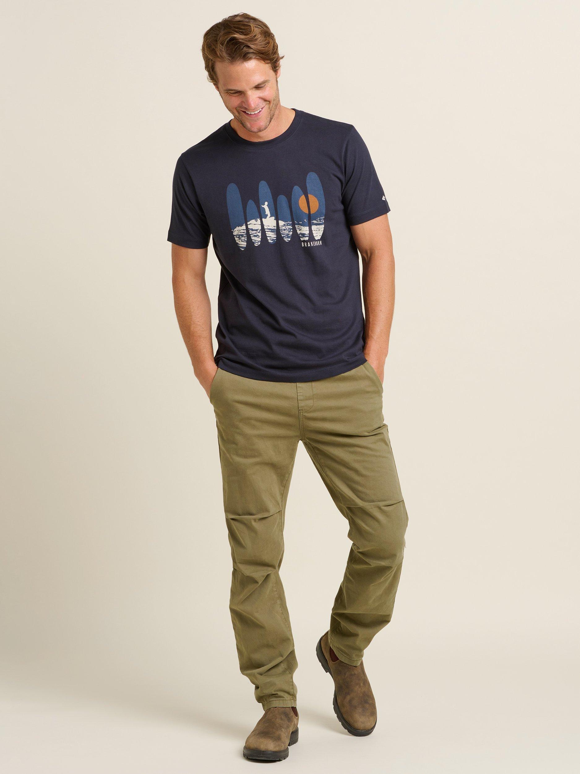 Product image 1 of 5, which shows Brakeburn Half Tone Surf T-Shirt, Navy, S