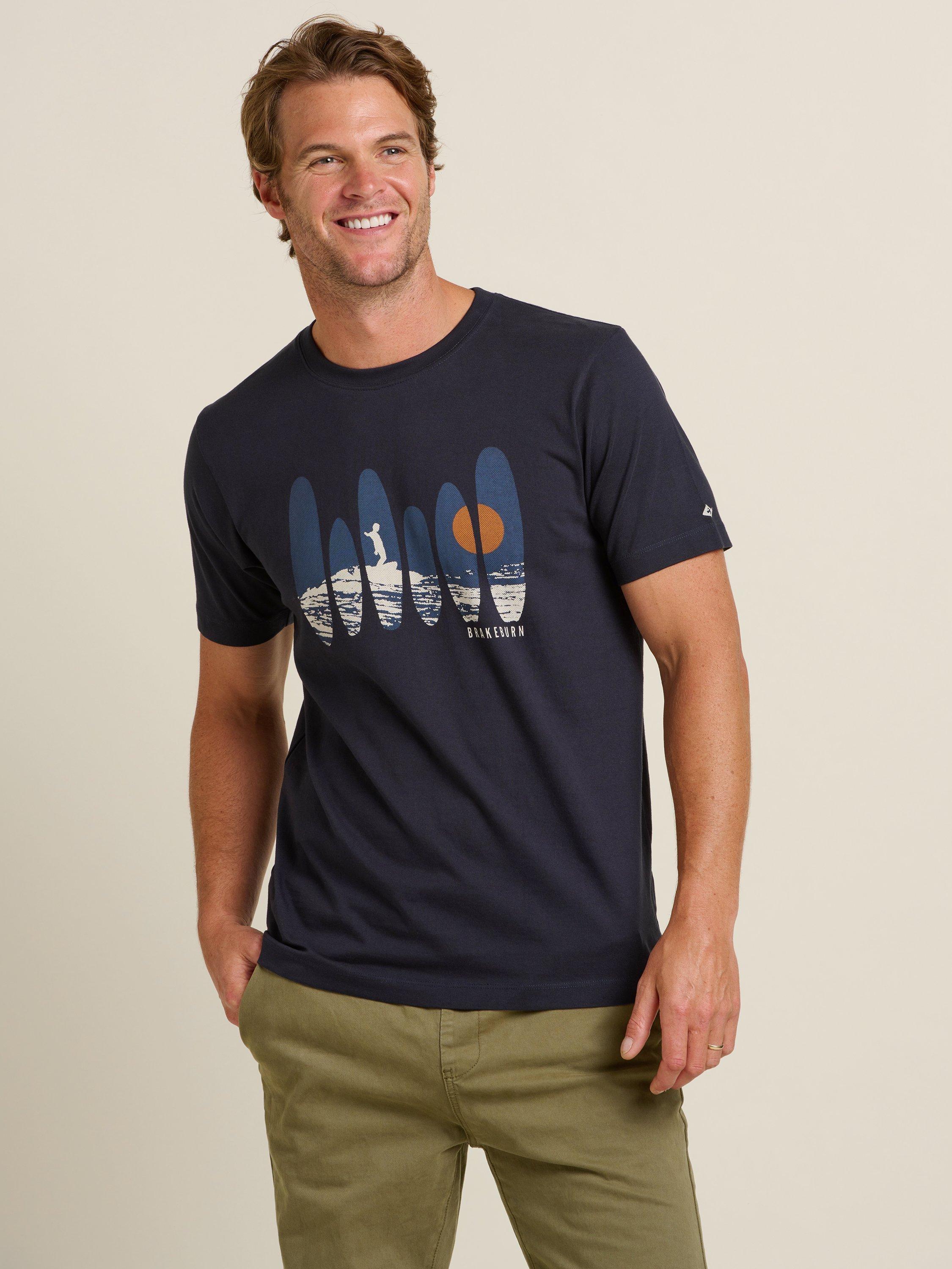 Product image 2 of 5, which shows Brakeburn Half Tone Surf T-Shirt, Navy, S