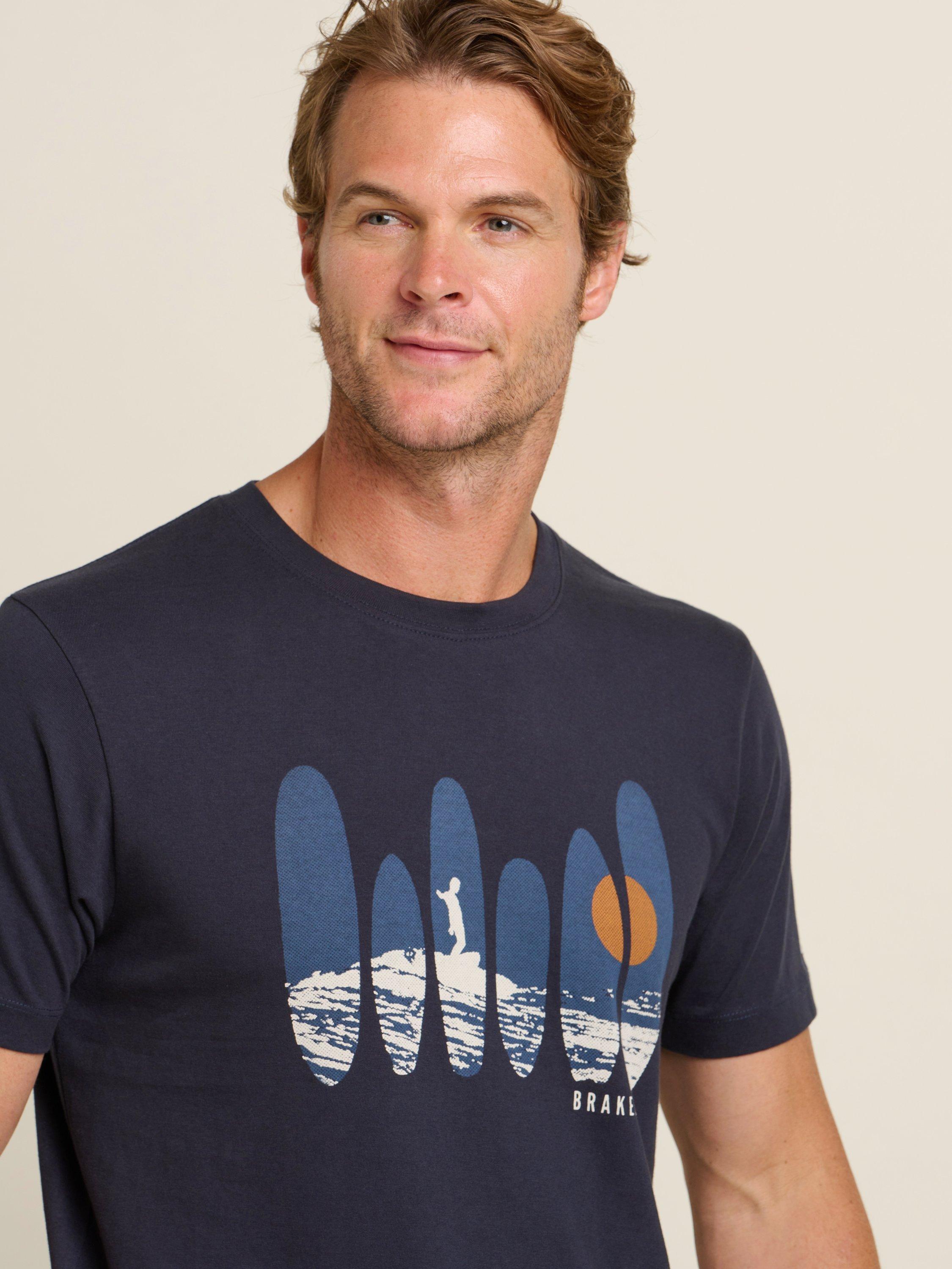 Product image 4 of 5, which shows Brakeburn Half Tone Surf T-Shirt, Navy, S