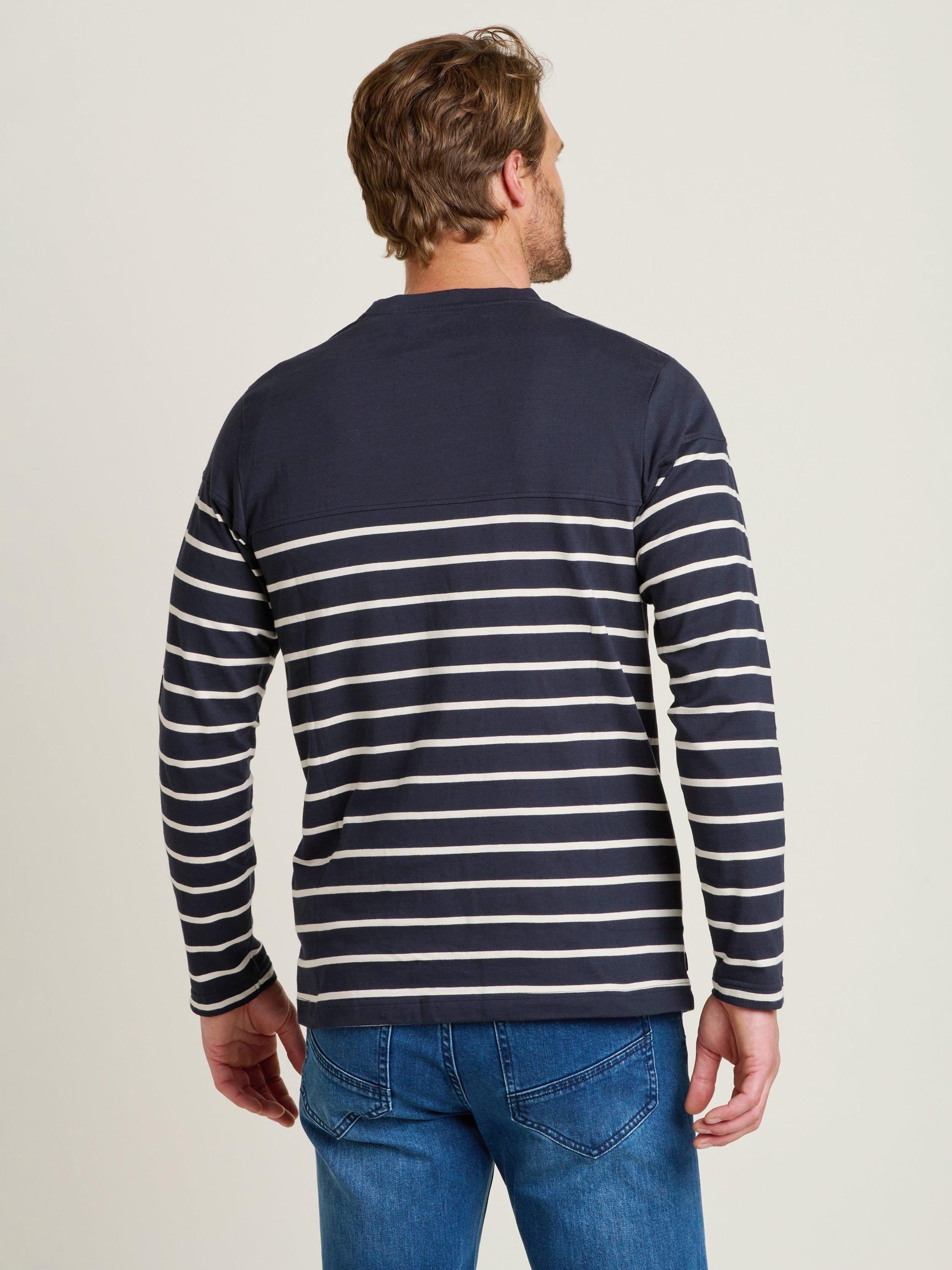 Product image 3 of 5, which shows Brakeburn Long Sleeve Breton Stripe T-Shirt, Navy, S