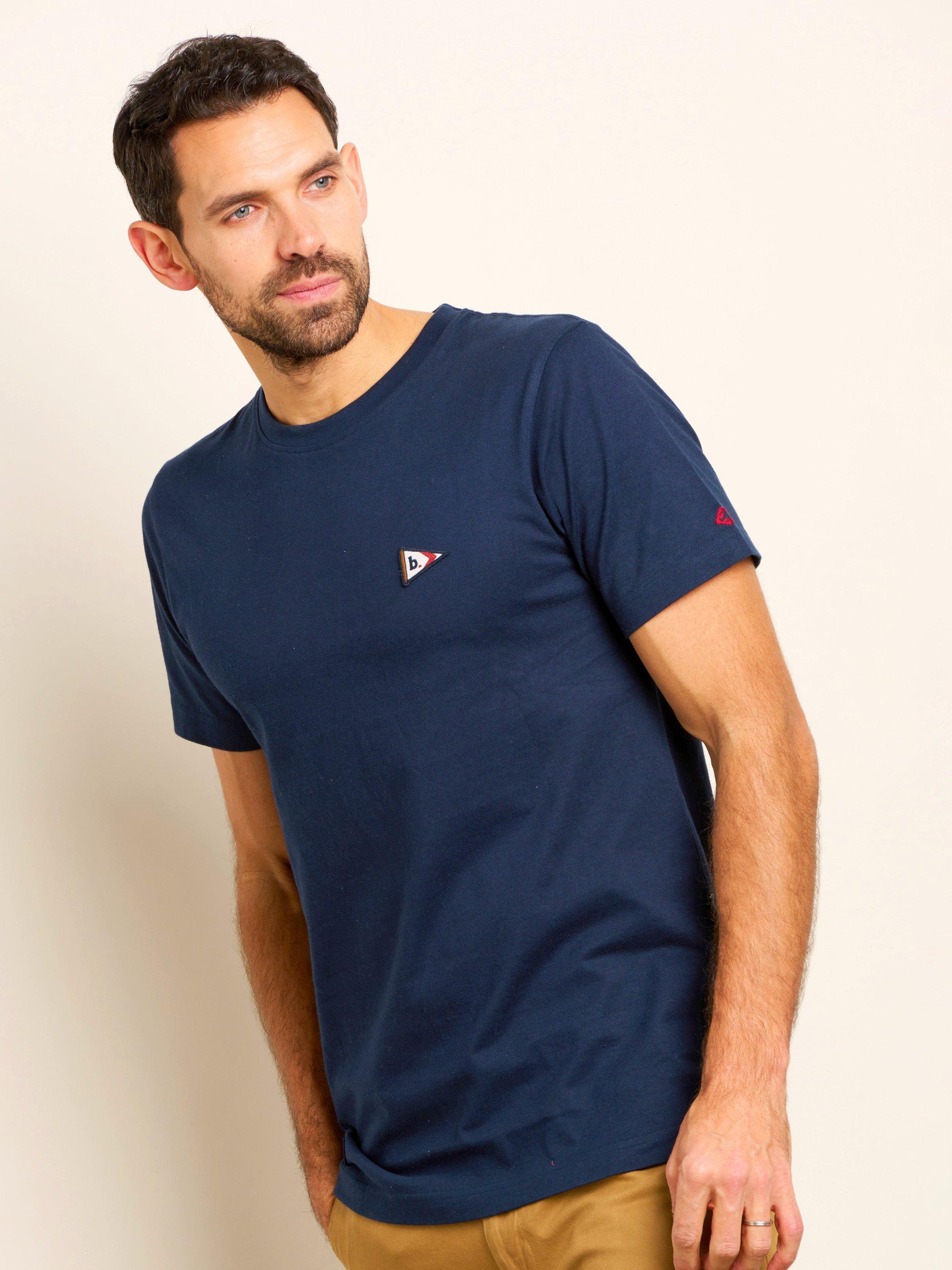 Product image 1 of 5, which shows Brakeburn Flag T-Shirt, Navy, S