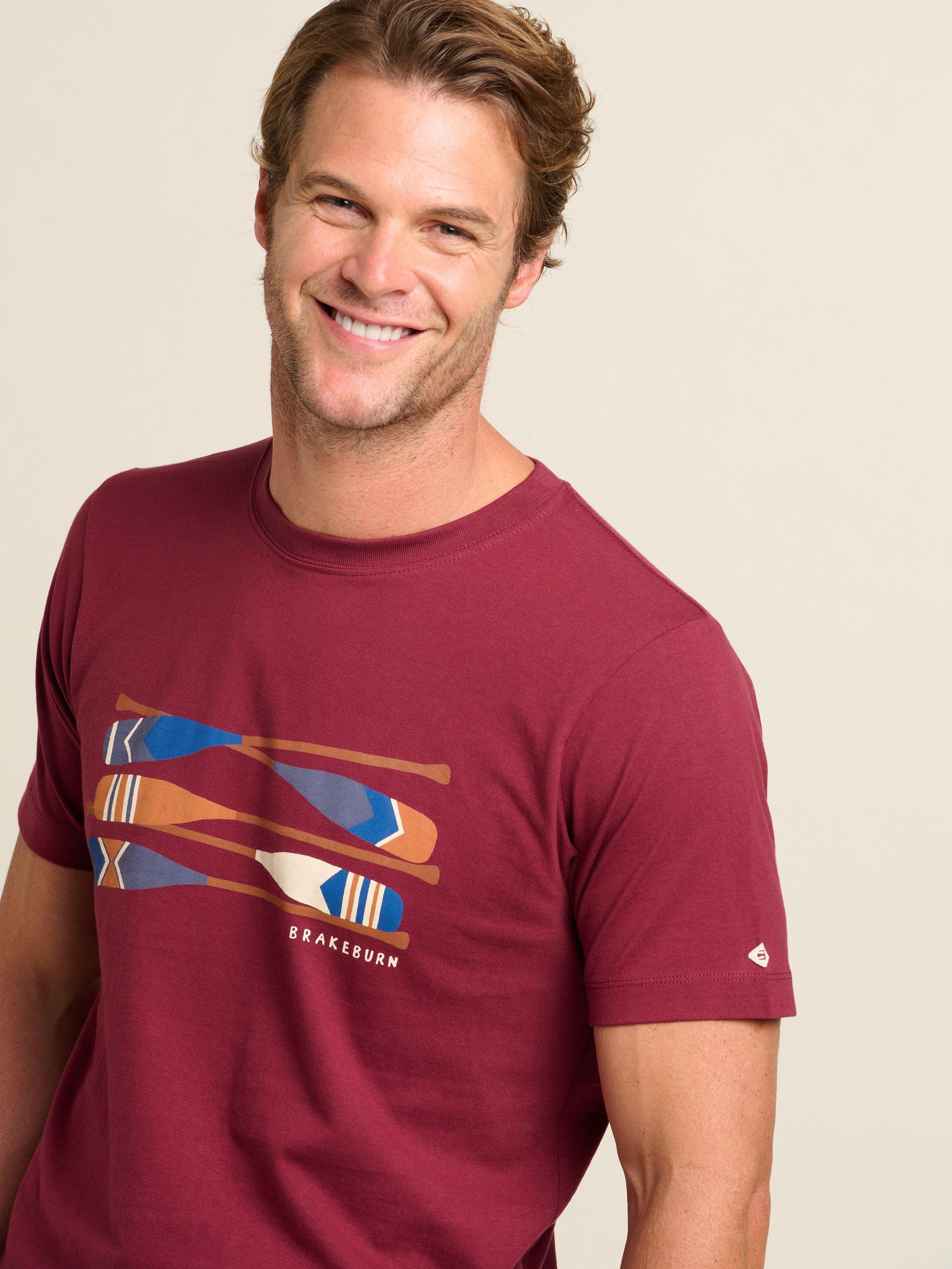 Product image 4 of 4, which shows Brakeburn Cotton Regular Fit Paddles Graphic T-Shirt, Burgundy, S