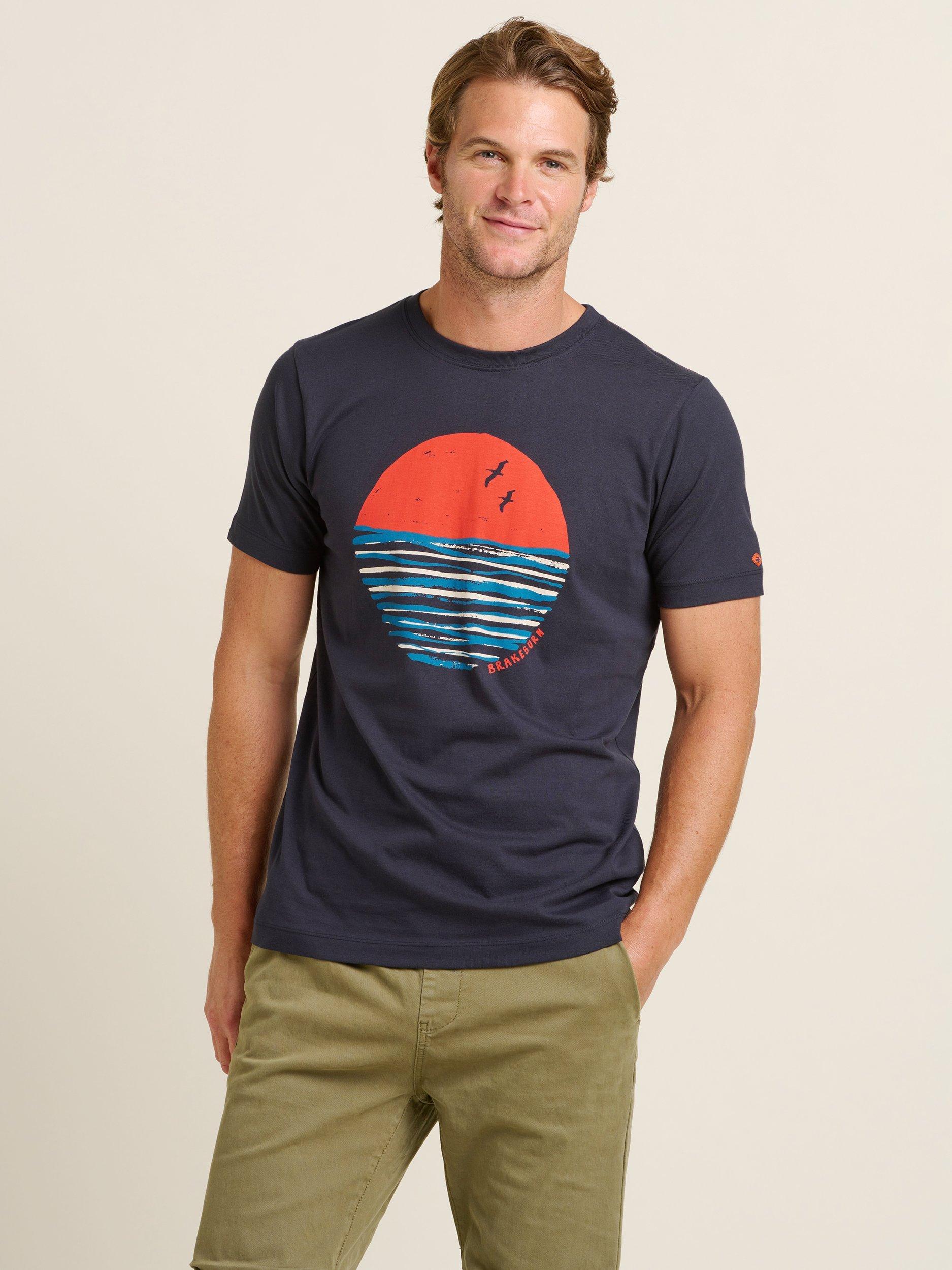 Product image 2 of 4, which shows Brakeburn Sunset T-Shirt, Navy, S