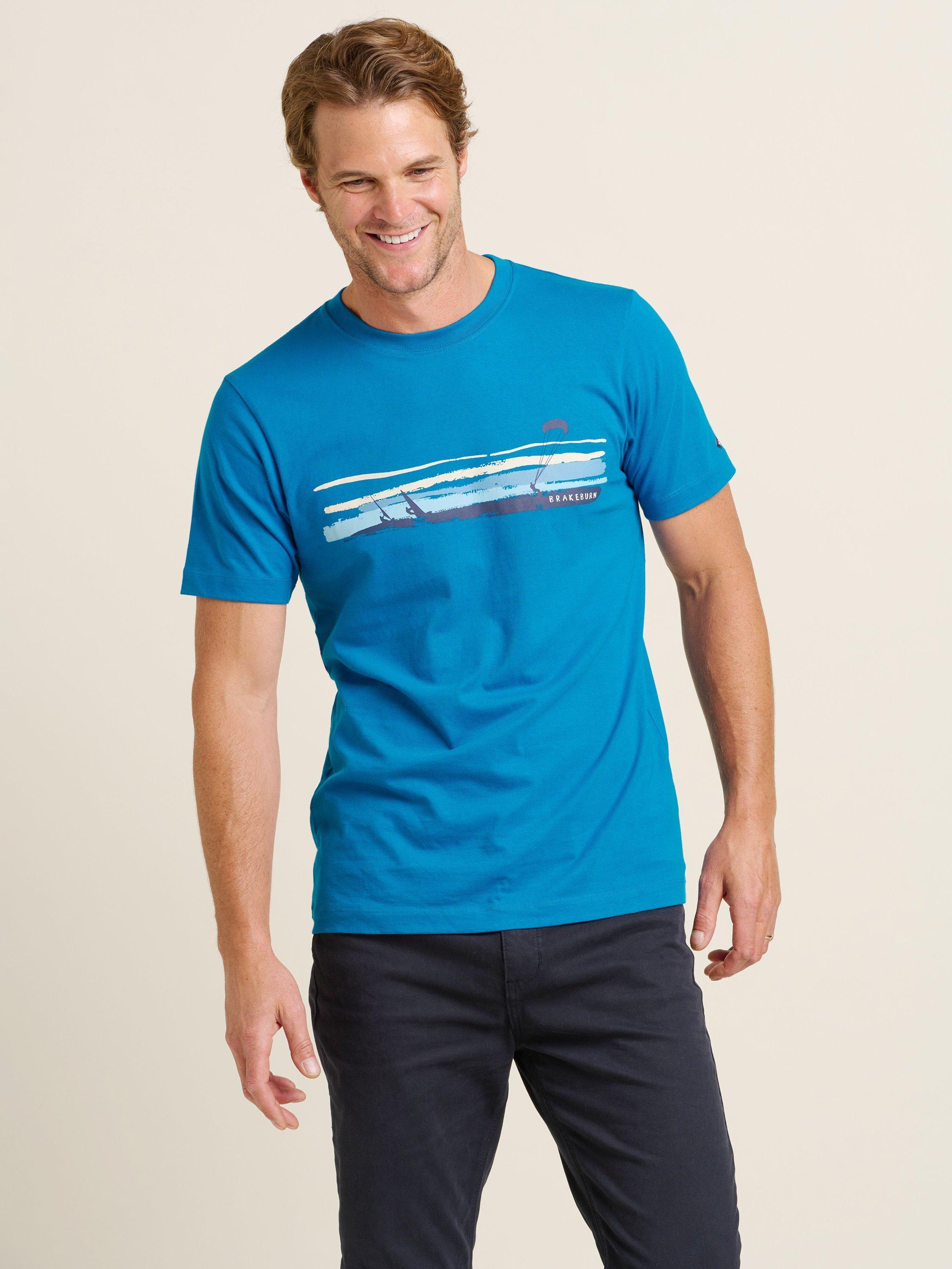 Product image 3 of 4, which shows Brakeburn Cotton Regular Fit Watersports Graphic T-Shirt, Blue, S