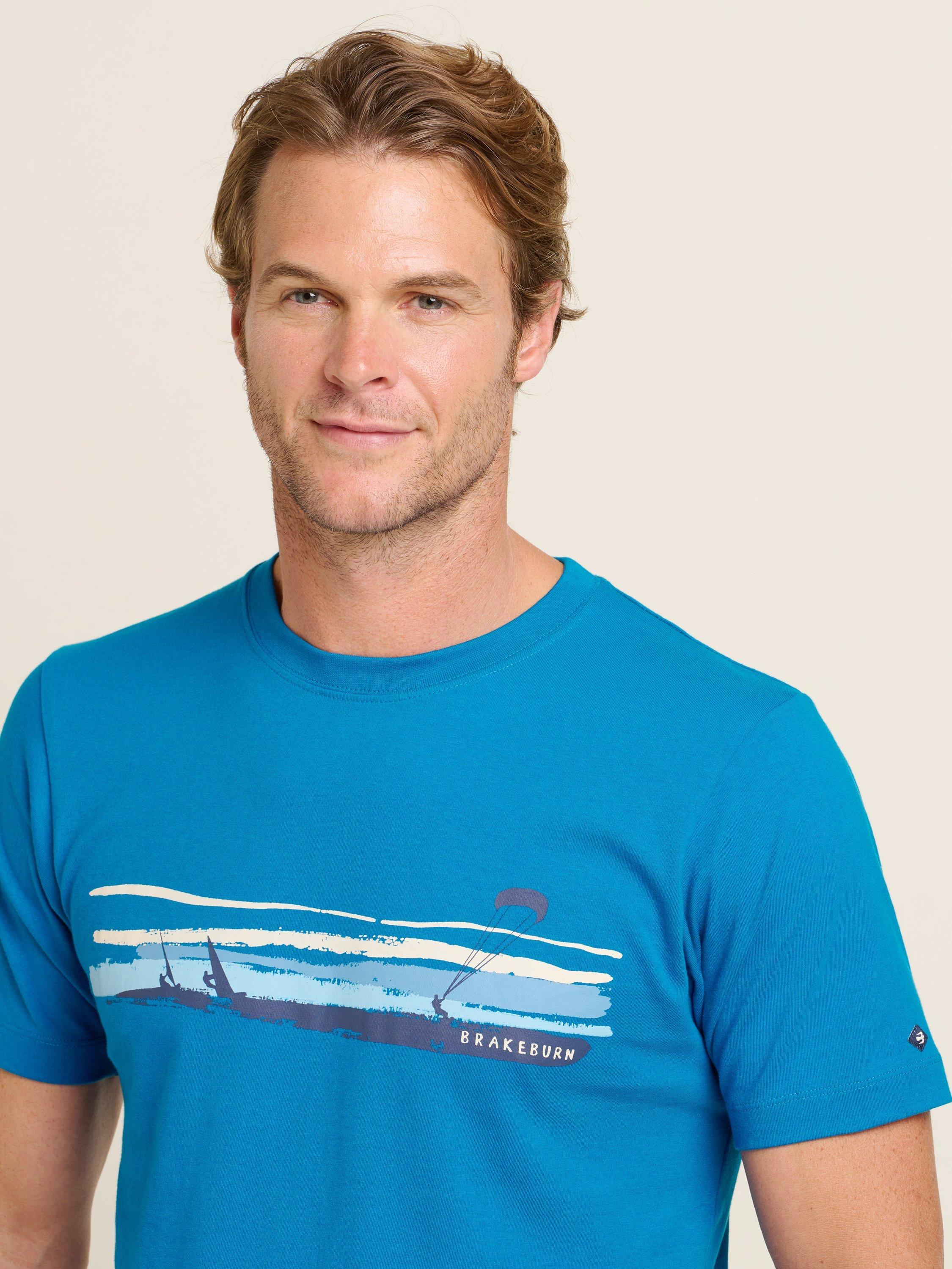 Product image 4 of 4, which shows Brakeburn Cotton Regular Fit Watersports Graphic T-Shirt, Blue, S