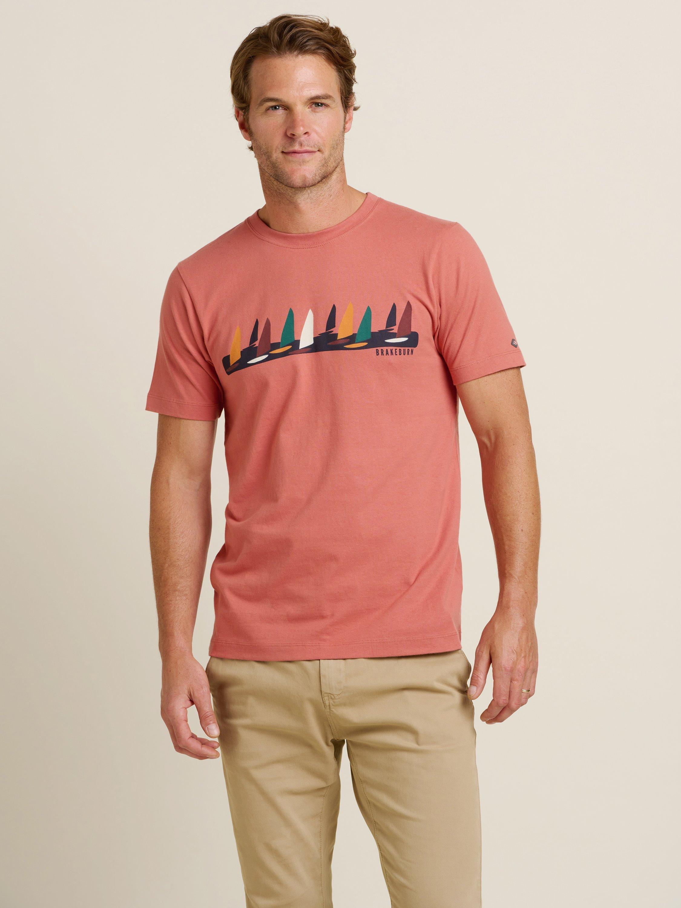 Product image 2 of 4, which shows Brakeburn Cotton Regular Fit Windsurfers Graphic T-Shirt, Pink, S