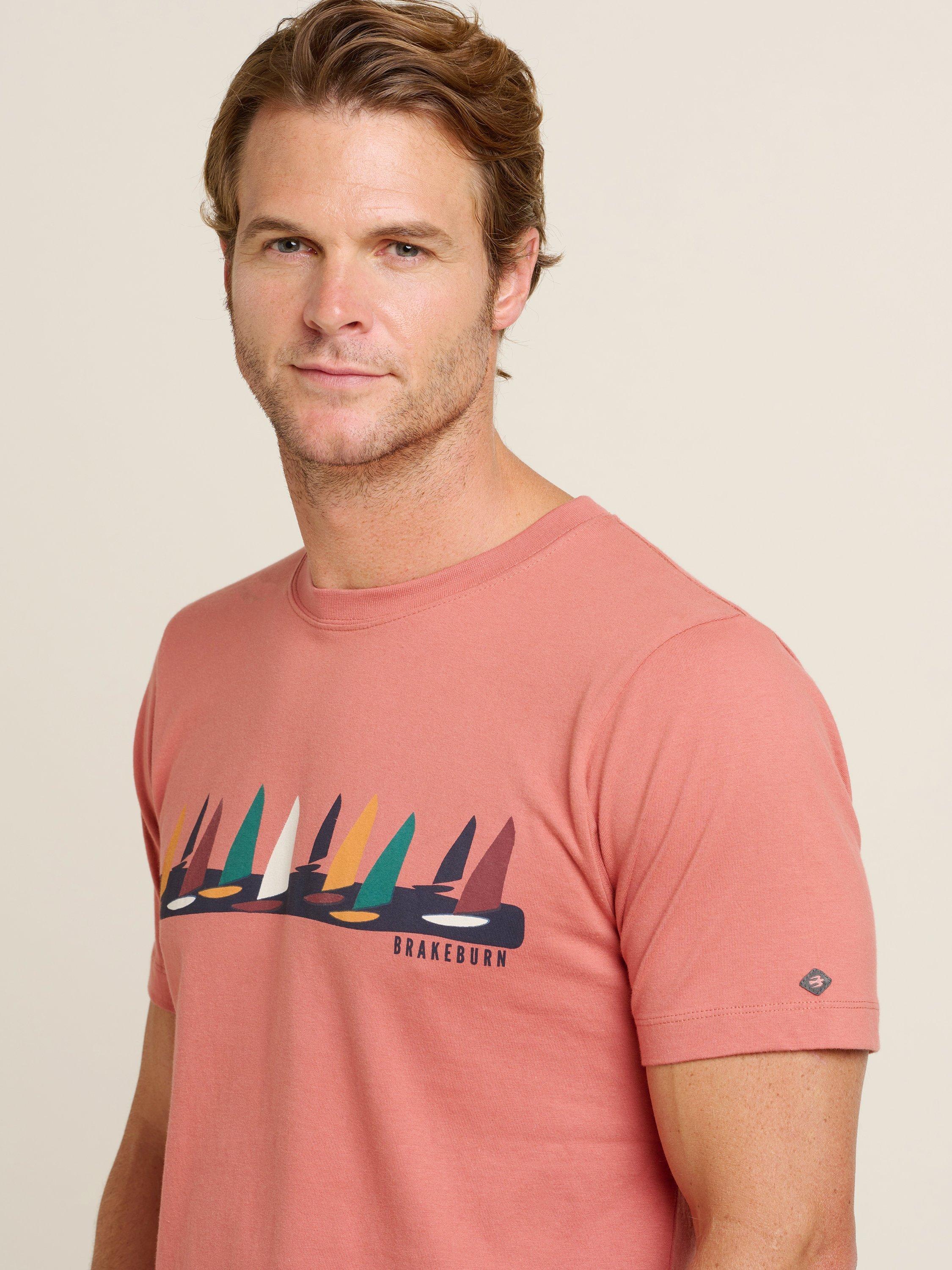 Product image 4 of 4, which shows Brakeburn Cotton Regular Fit Windsurfers Graphic T-Shirt, Pink, S