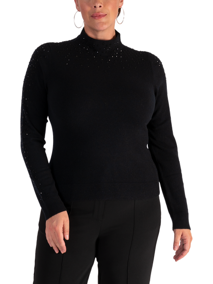 chesca Crystal Knit Cashmere Jumper, Black, Black