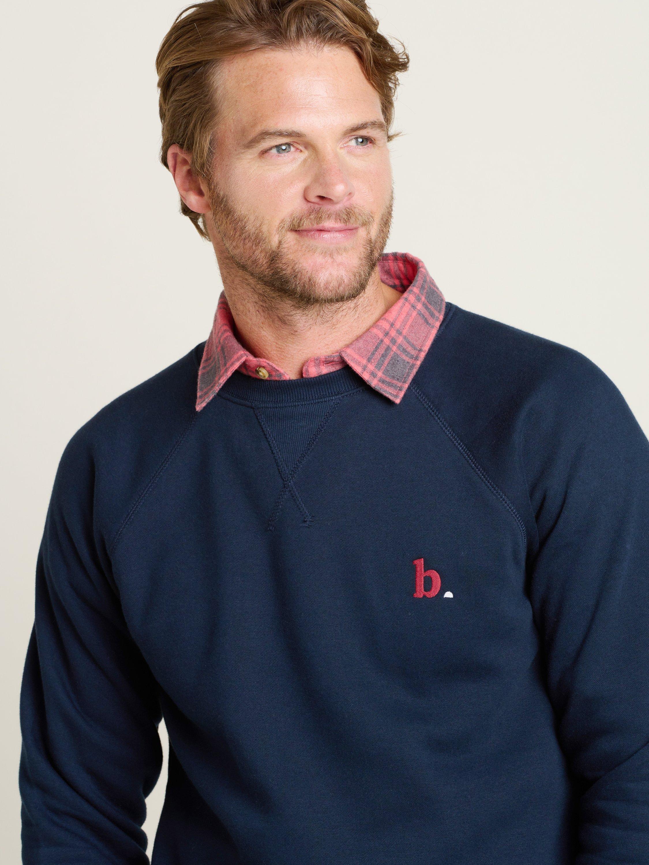 Product image 3 of 4, which shows Brakeburn Crew Neck Cotton Blend Sweatshirt, Navy, S