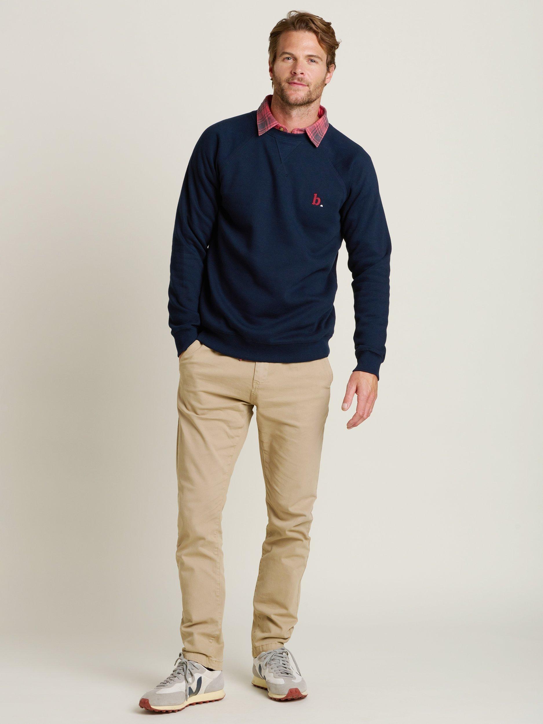 Product image 4 of 4, which shows Brakeburn Crew Neck Cotton Blend Sweatshirt, Navy, S
