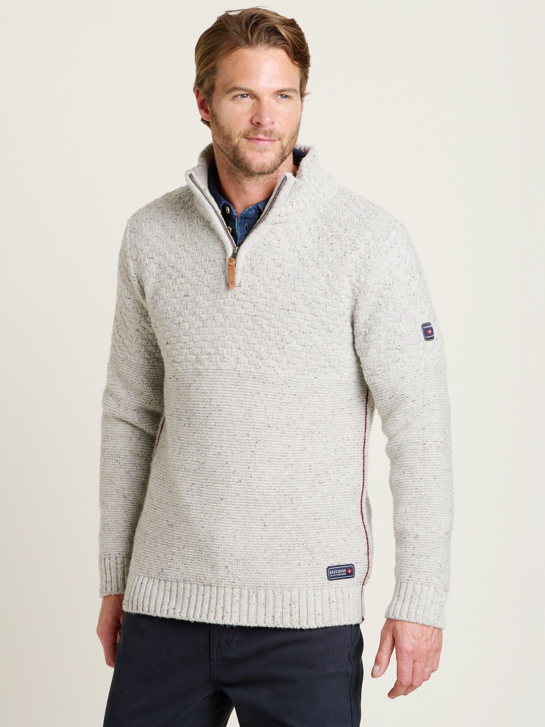 Product image 1 of 4, which shows Brakeburn Quarter-Zip Jumper, Grey, S