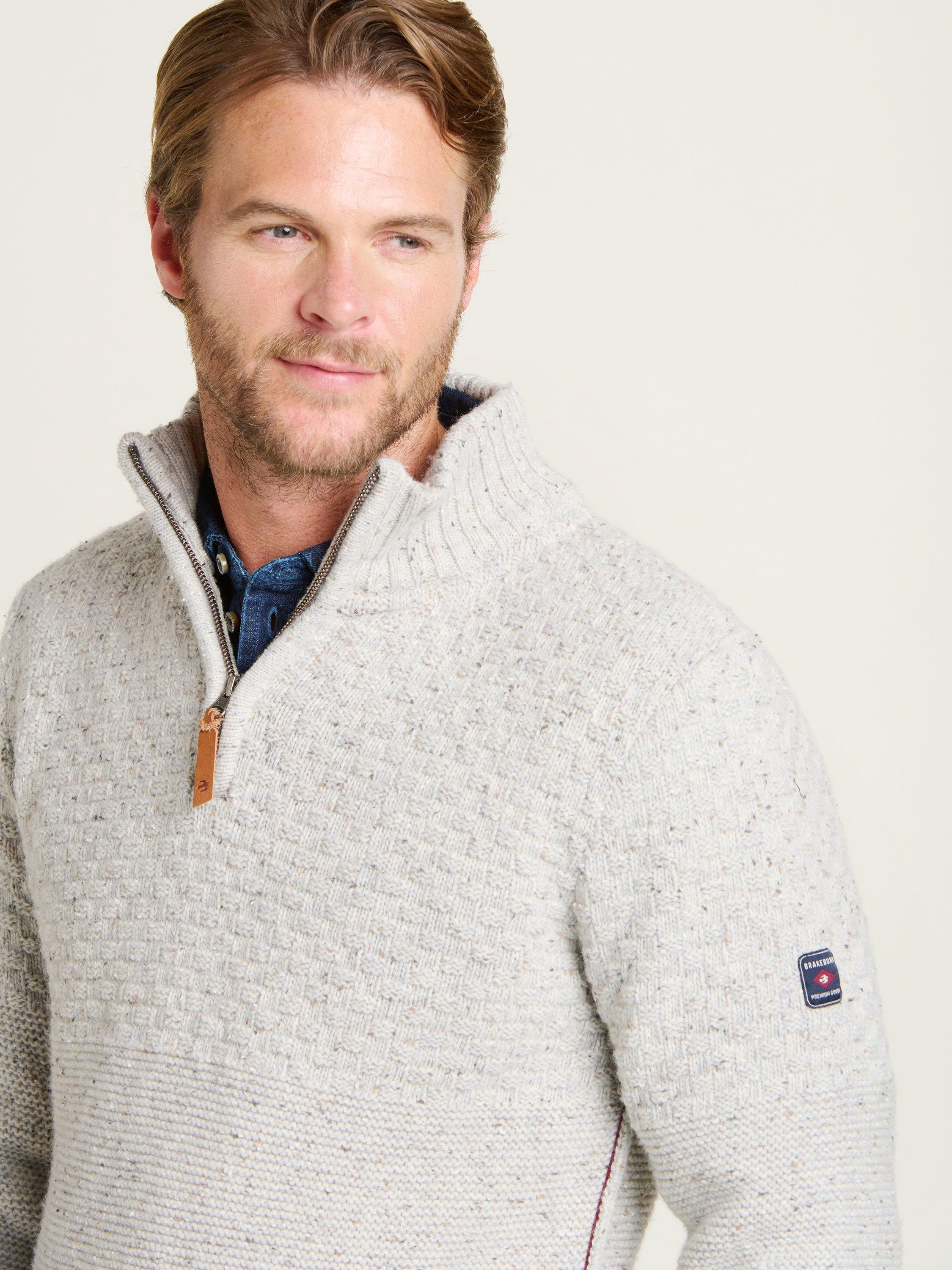 Product image 3 of 4, which shows Brakeburn Quarter-Zip Jumper, Grey, S