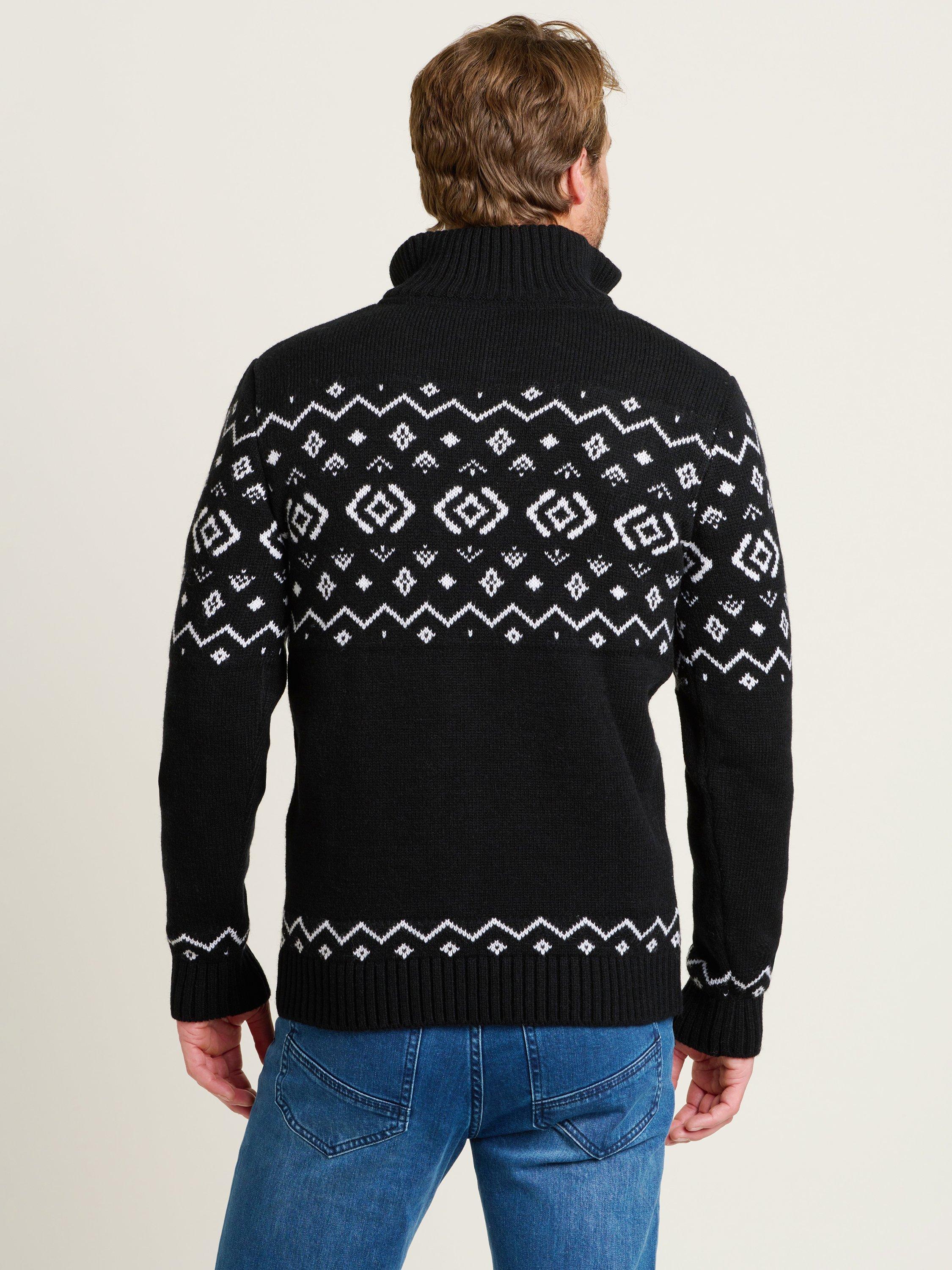 Product image 2 of 4, which shows Brakeburn Fairisle Zip Through Jumper, Navy, S