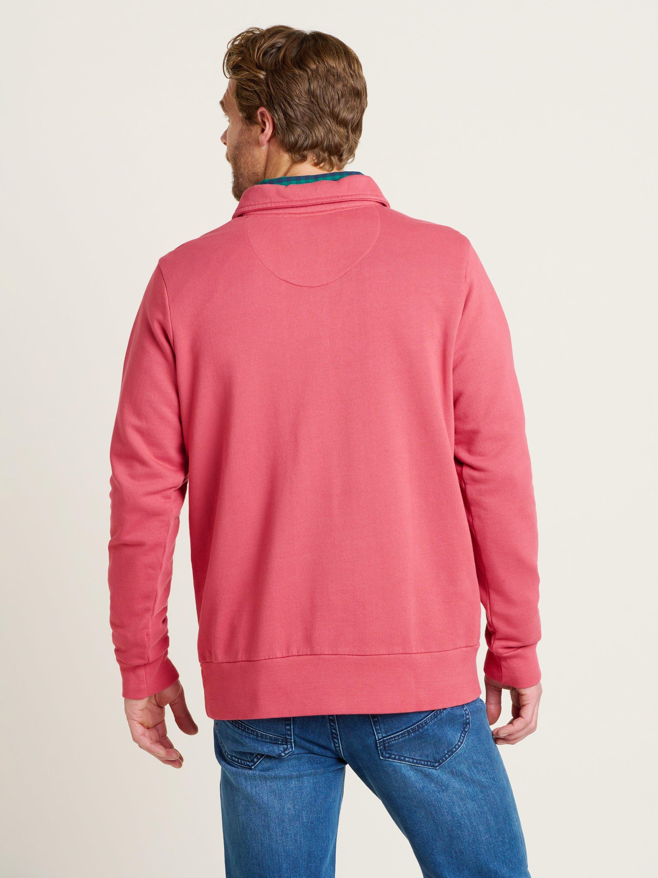 Product image 3 of 5, which shows Brakeburn Cotton Blend Collared Quarter-Zip Sweatshirt, Red, S